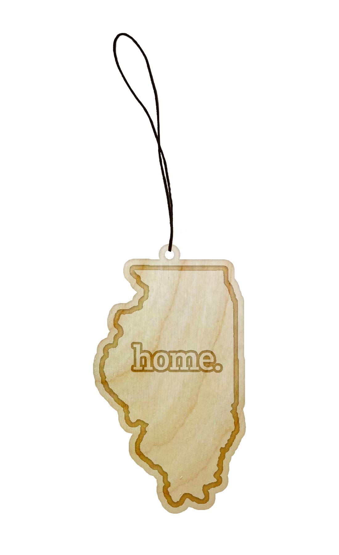Laser Engraved Illinois State Wooden Car Charm - USA Map Rearview Mirror Dangler for Home & Auto Decor - Perfect Gift for Road Trips & State Pride