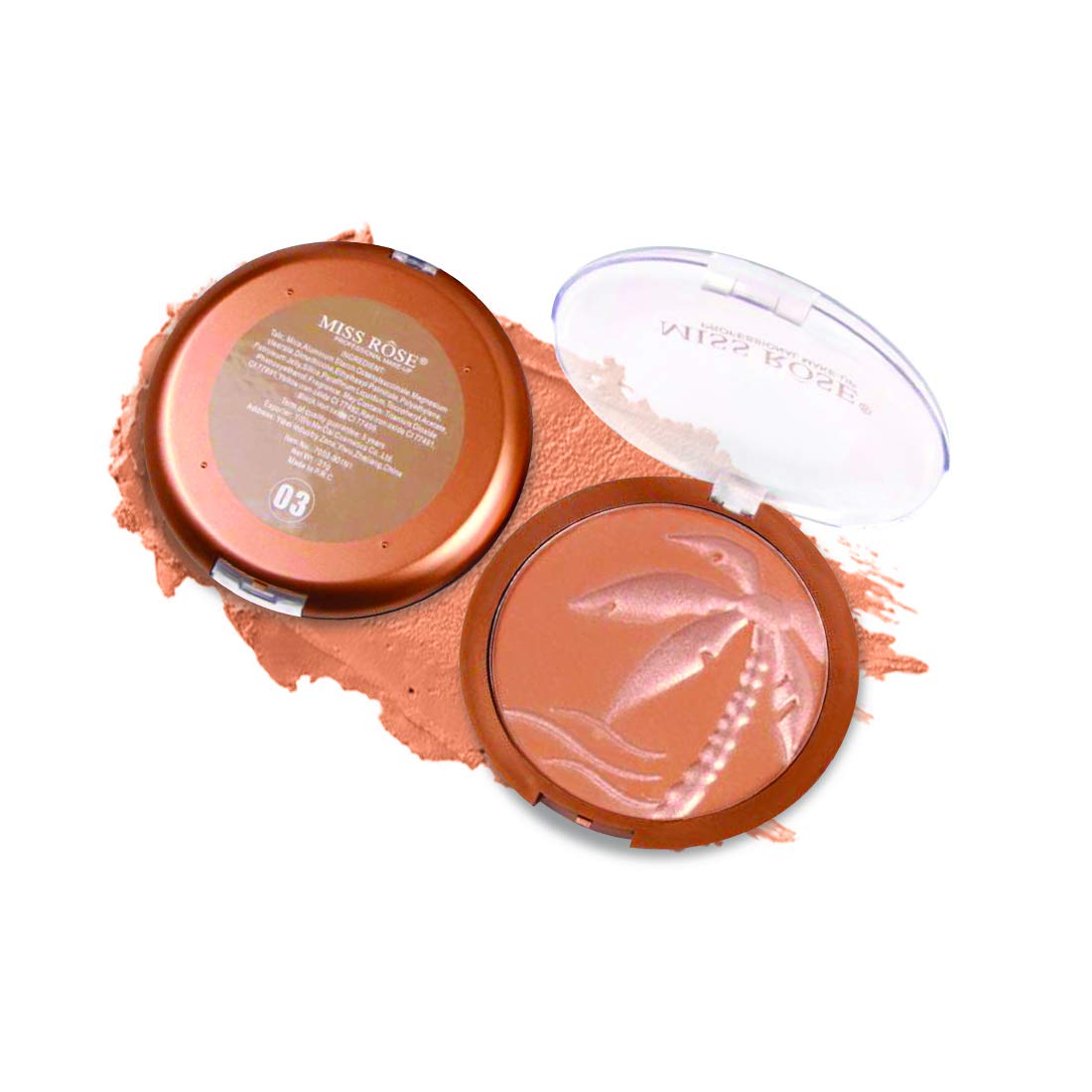Miss Rose Professional Blusher & Highlighter Makeup Palette - Face Contour, Bronze & Glow - Shade 7003-001 | Perfect for Everyday Wear, Party & Special Occasion Makeup Looks
