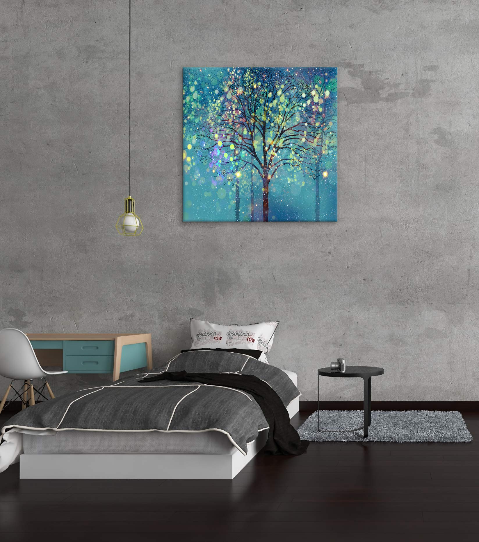 Modern Abstract Tree of Life Canvas Wall Art - Turquoise Teal Home Decor Painting for Living Room, Kitchen & Dining Room | Perfect for Boho, Farmhouse & Contemporary Interior Design