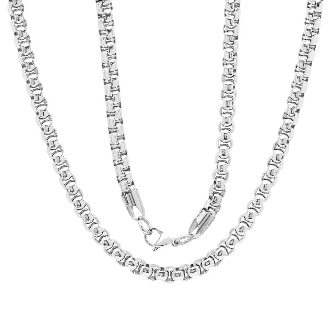 Steeltime Box Chain Necklace for Men & Women - Stainless Steel Cuban Link Necklace Jewelry - Perfect for Casual Wear, Layering & Gifts