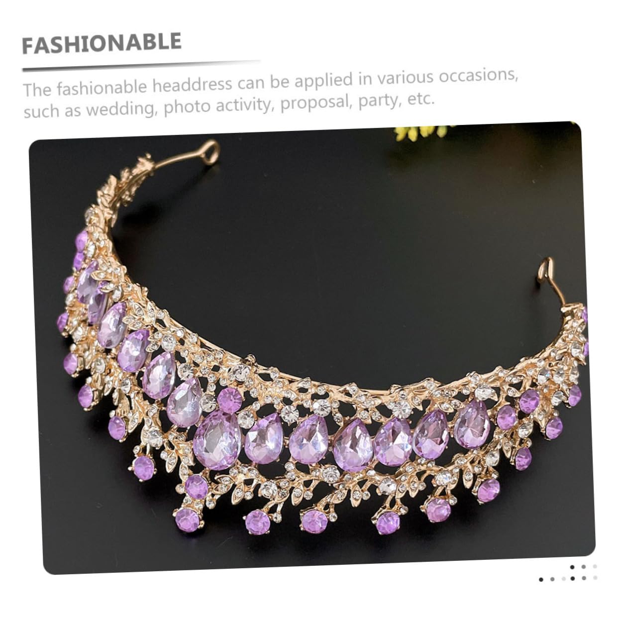 Elegant Purple Rhinestone Tiara Crown for Women - Wedding Bride Headpiece with Crystal Decor, Zinc Alloy European Hair Accessories | Perfect for Bridal Showers, Prom, Pageants & Special Occasions