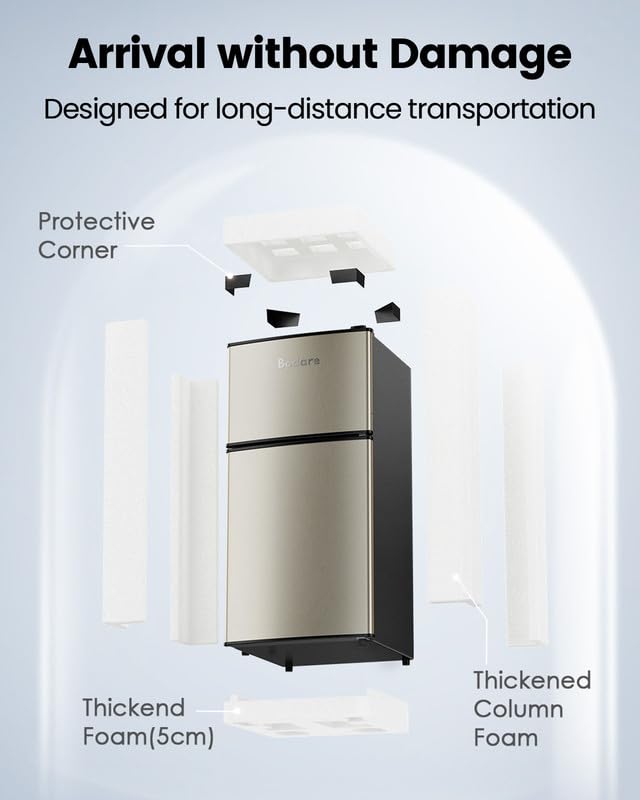 3.2 Cu.Ft Mini Fridge with Freezer - Compact 2-Door Small Refrigerator for Bedroom, Dorm, Office & Apartment - Perfect for Snacks, Drinks & Personal Food Storage