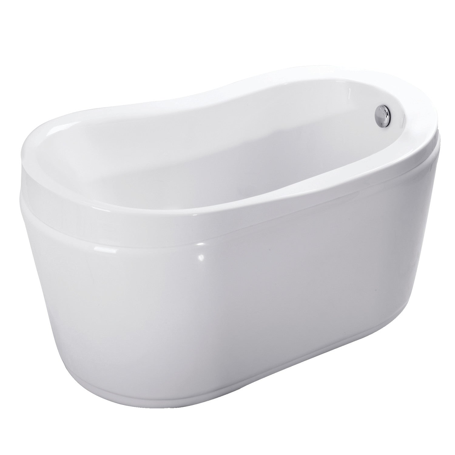 Aqua Eden 52 Inch Acrylic Oval Freestanding Bathtub with Drain & Built-in Seat - Glossy White Slipper Tub for Luxury Bathroom & Spa Relaxation