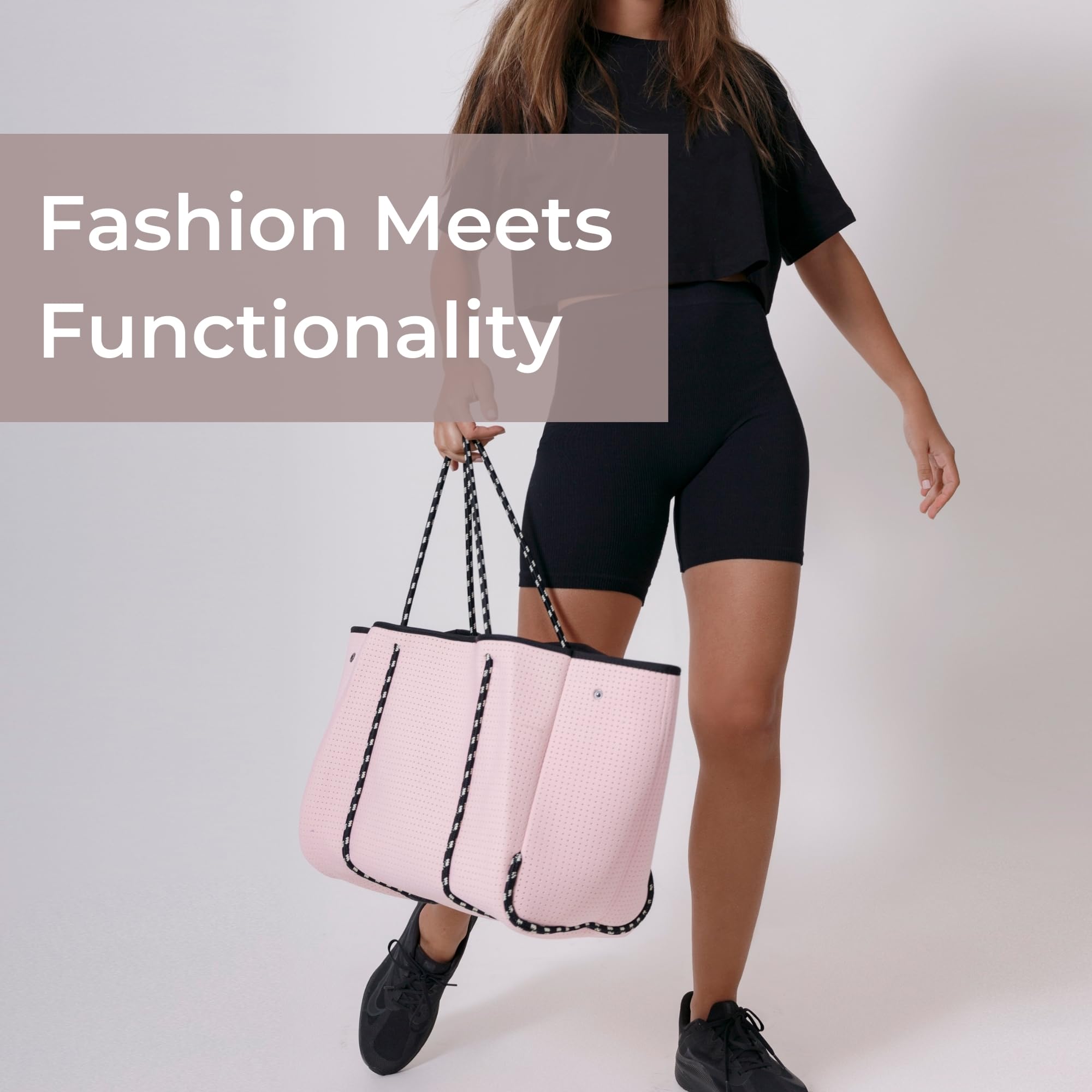 Stylish Large Neoprene Tote Bag for Women - Water-Resistant Designer Handbag with Multiple Pockets & Zippered Compartment | Perfect for Work, Travel, Gym & Beach Day Essentials