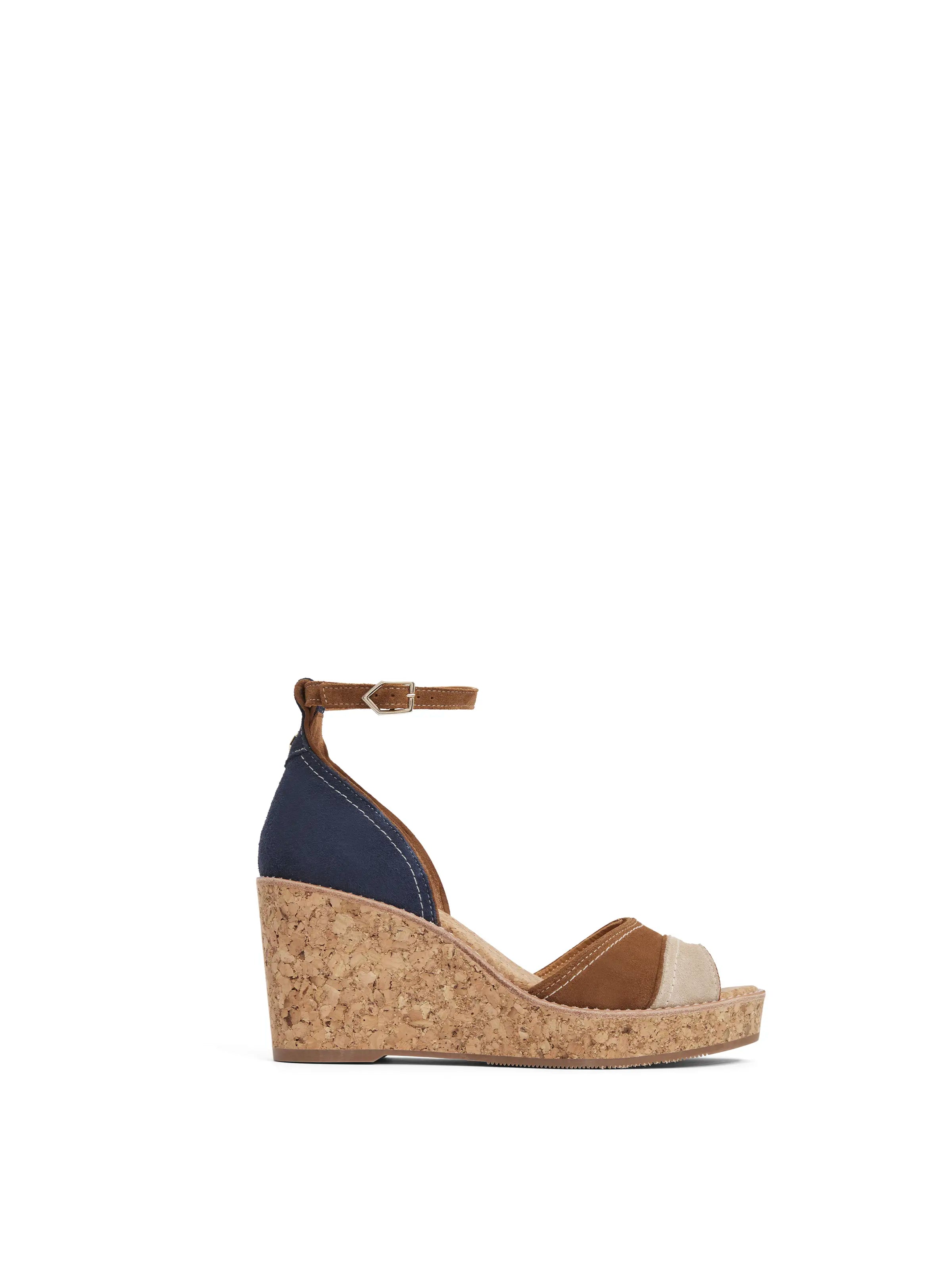 Santorini Mid Wedge Sandals - Tri-Color Comfortable Women's Summer Shoes for Beach, Vacation, and Casual Outings