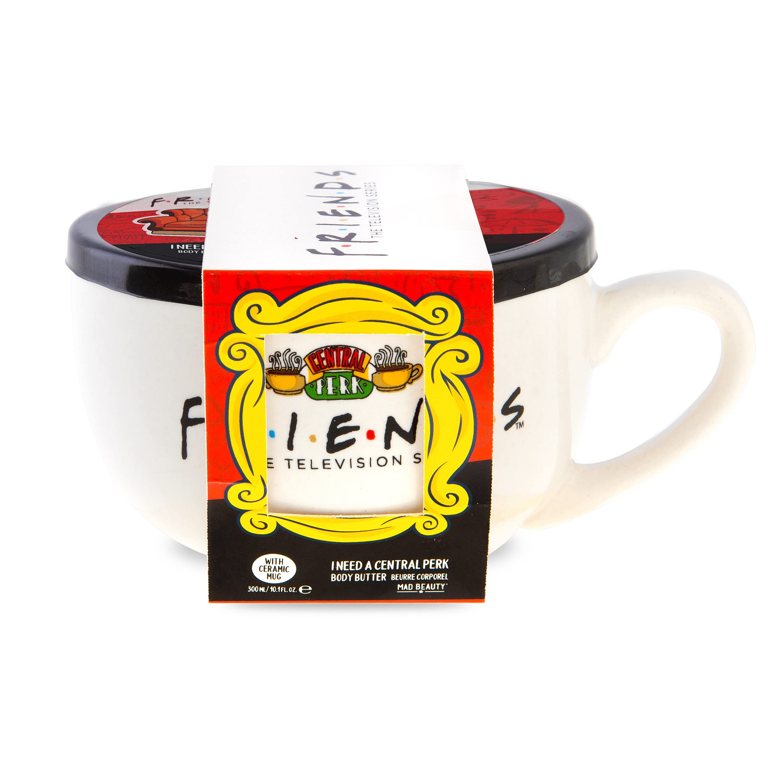 Friends TV Show Central Perk Mug Shaped Vanilla Body Butter - 10.1 fl oz Moisturizing Cream for Dry Skin, Iconic Series Themed Gift for Fans - Perfect for Birthday, Christmas & Self-Care Moments
