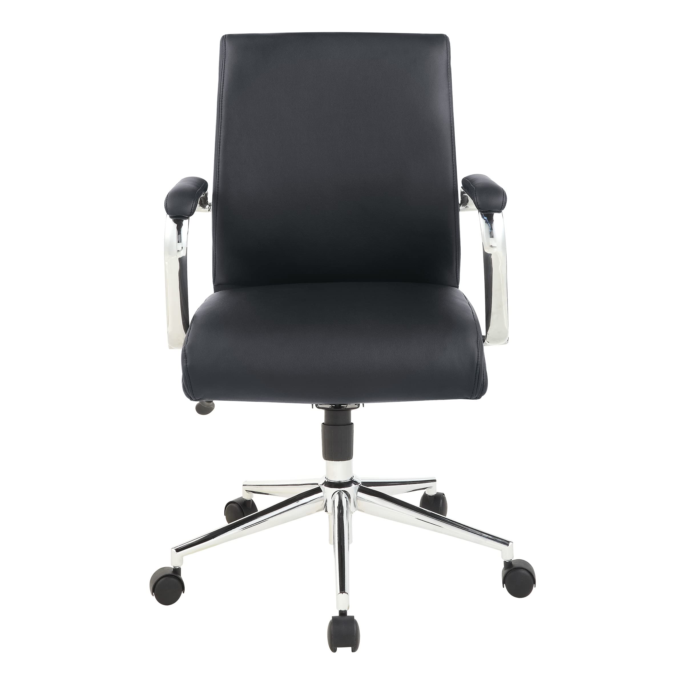 Office Star Antimicrobial Manager's Adjustable Office Chair with Chrome Base - Mid-Back Ergonomic Desk Chair with Dillon Black Fabric - Perfect for Home Office, Executive Workspace & Business Meetings