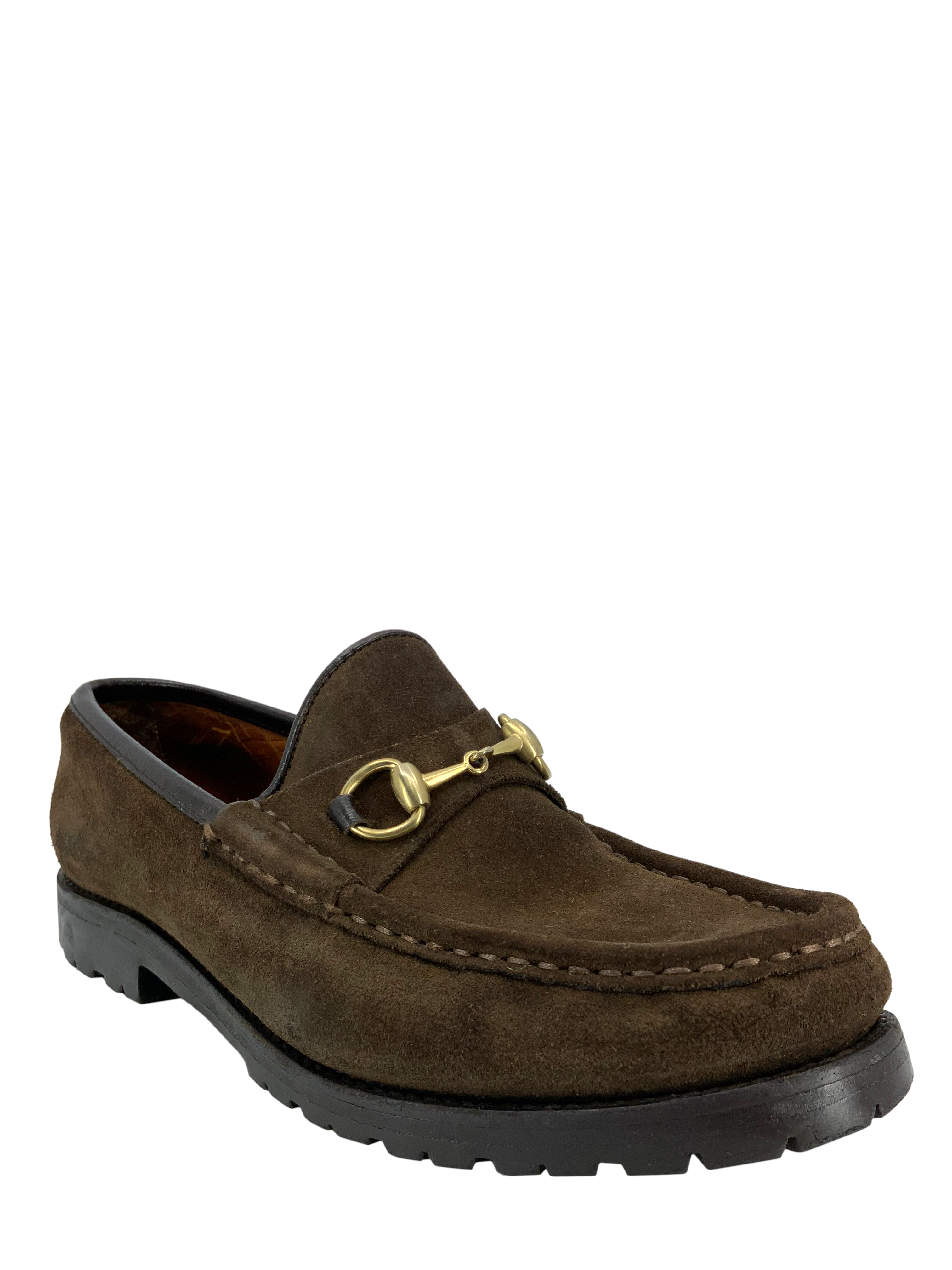Gucci Classic Horsebit Suede Lug Sole Loafers for Women - Size 7 US | Comfortable & Stylish Slip-On Shoes for Work, Office & Casual Outfits