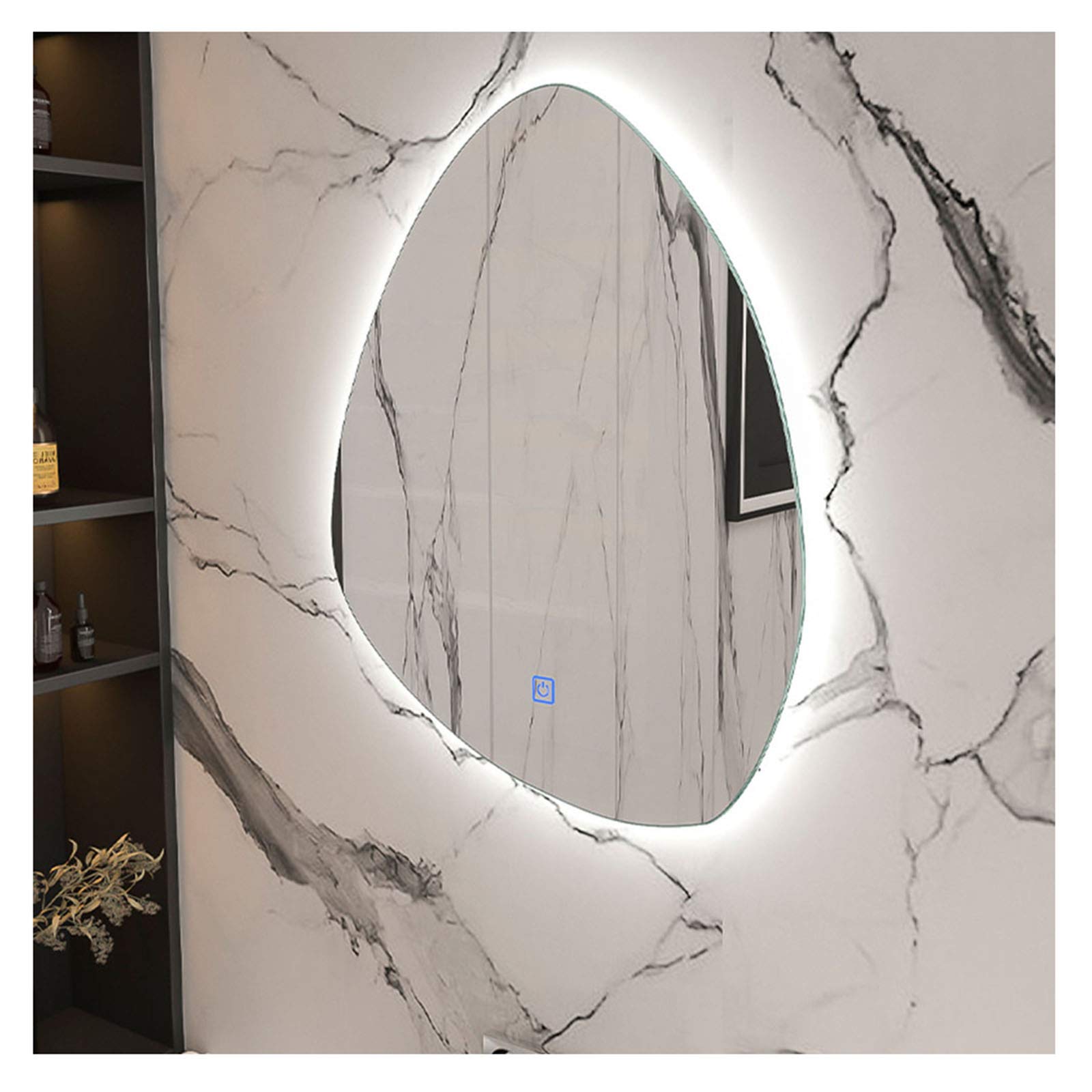 JWZQ Illuminated LED Bathroom Mirror - Water Drop Shaped Smart Makeup Mirror with Frameless Backlight, Perfect for Vanity, Dressing Room & Modern Home Decor