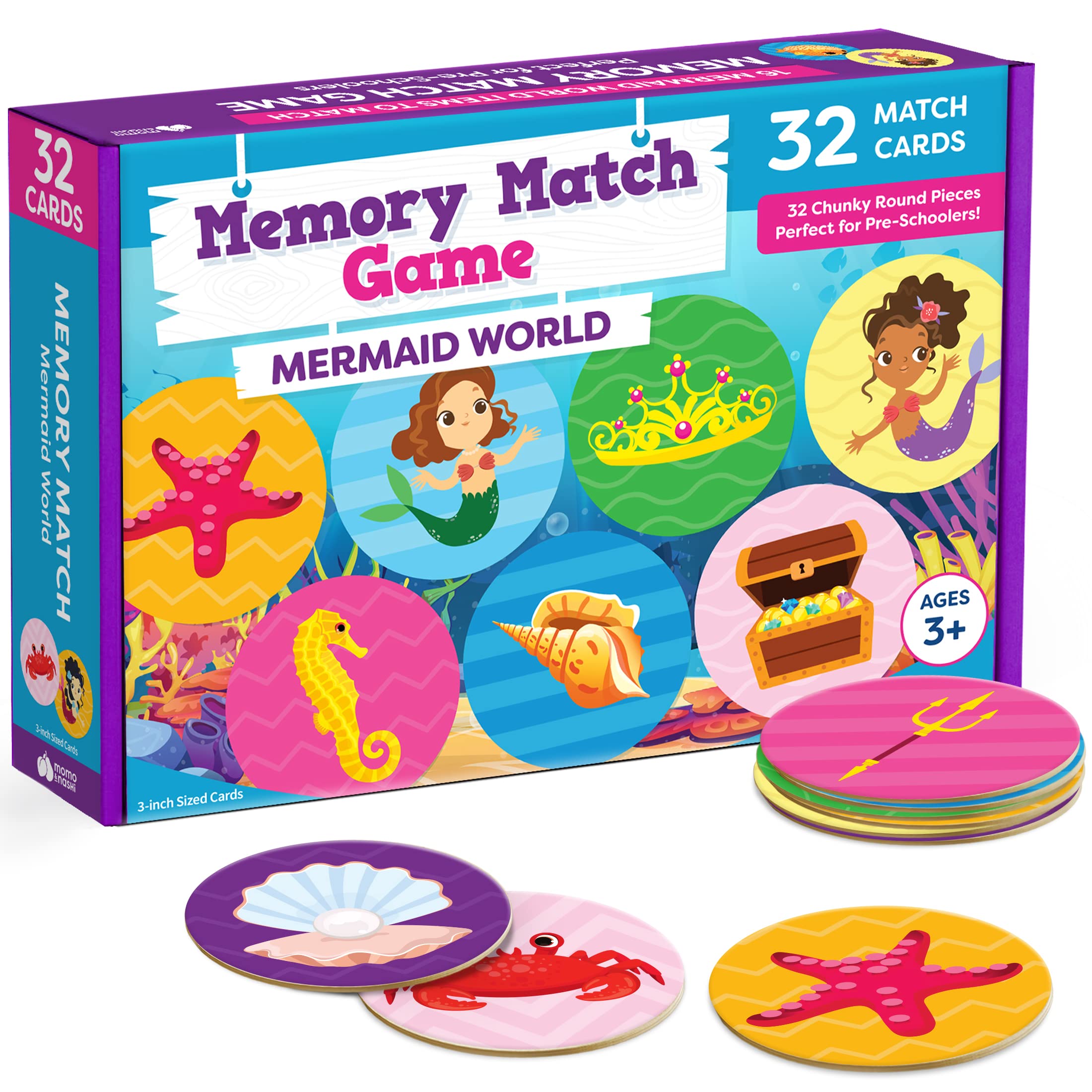 Mermaid Matching Memory Game for Kids Ages 4-6 | Preschool Educational Toys for Girls | Birthday & Easter Gift for Toddlers | Fun Learning Activity for Classroom & Family Game Night