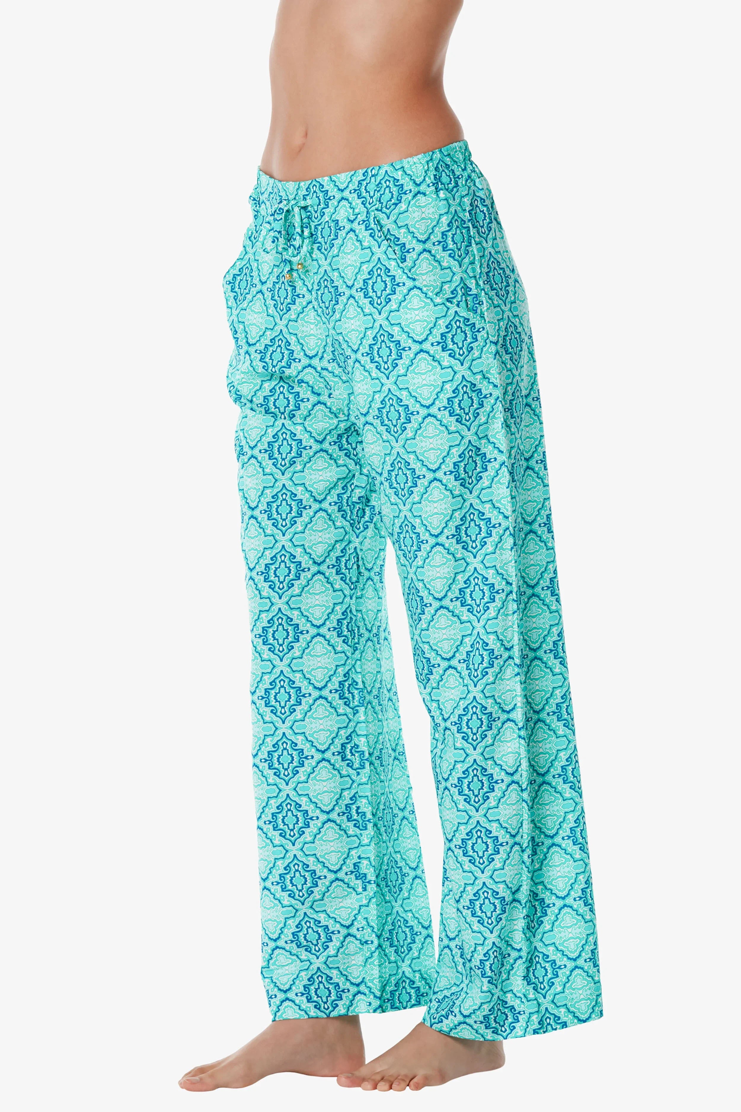 Seaside Pant - Marbella Tile Print Beach Pants for Women | Comfortable & Stylish Summer Wear | Perfect for Vacations, Poolside Lounging & Beach Outings