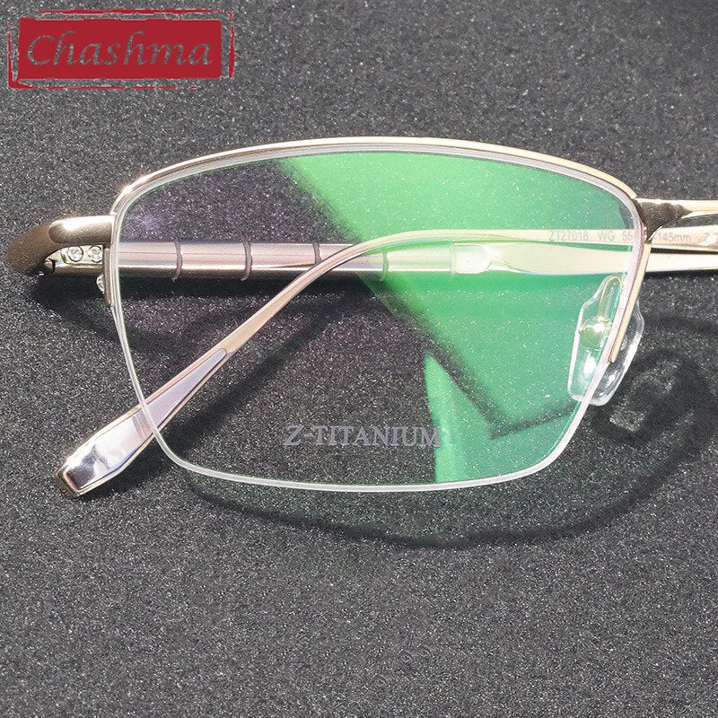 Titanium Square Semi-Rimless Eyeglasses for Men - Lightweight & Durable Frame (Model 7018) | Perfect for Work, Reading & Everyday Wear