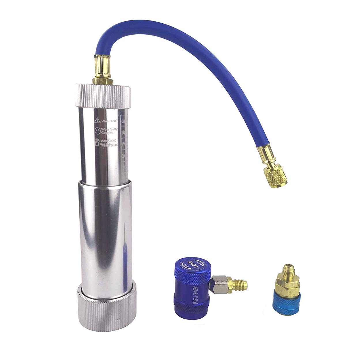 R1234yf Compressor Oil Dye Injector Kit with A/C R134a & Low R1234yf Quick Couplers - Professional Automotive AC Recharge Tool for Car & Truck Refrigerant Service