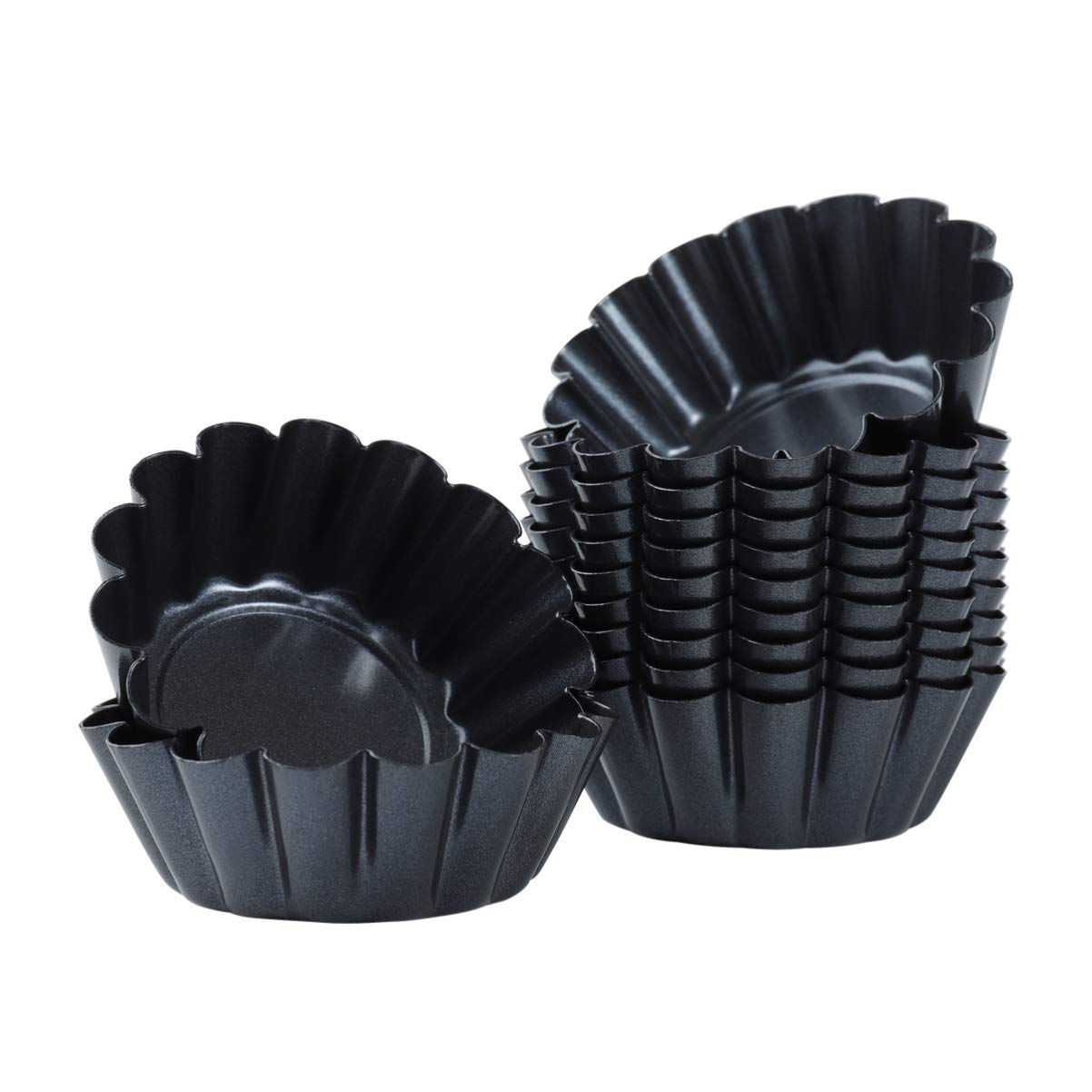 Healeved 12-Pack 2.6 x 0.9 Inch Mini Tart Pans - Nonstick Egg Tart, Pie, Quiche, Cookie & Muffin Baking Cups - Perfect for Home Baking, Desserts, Party Treats & Holiday Cooking