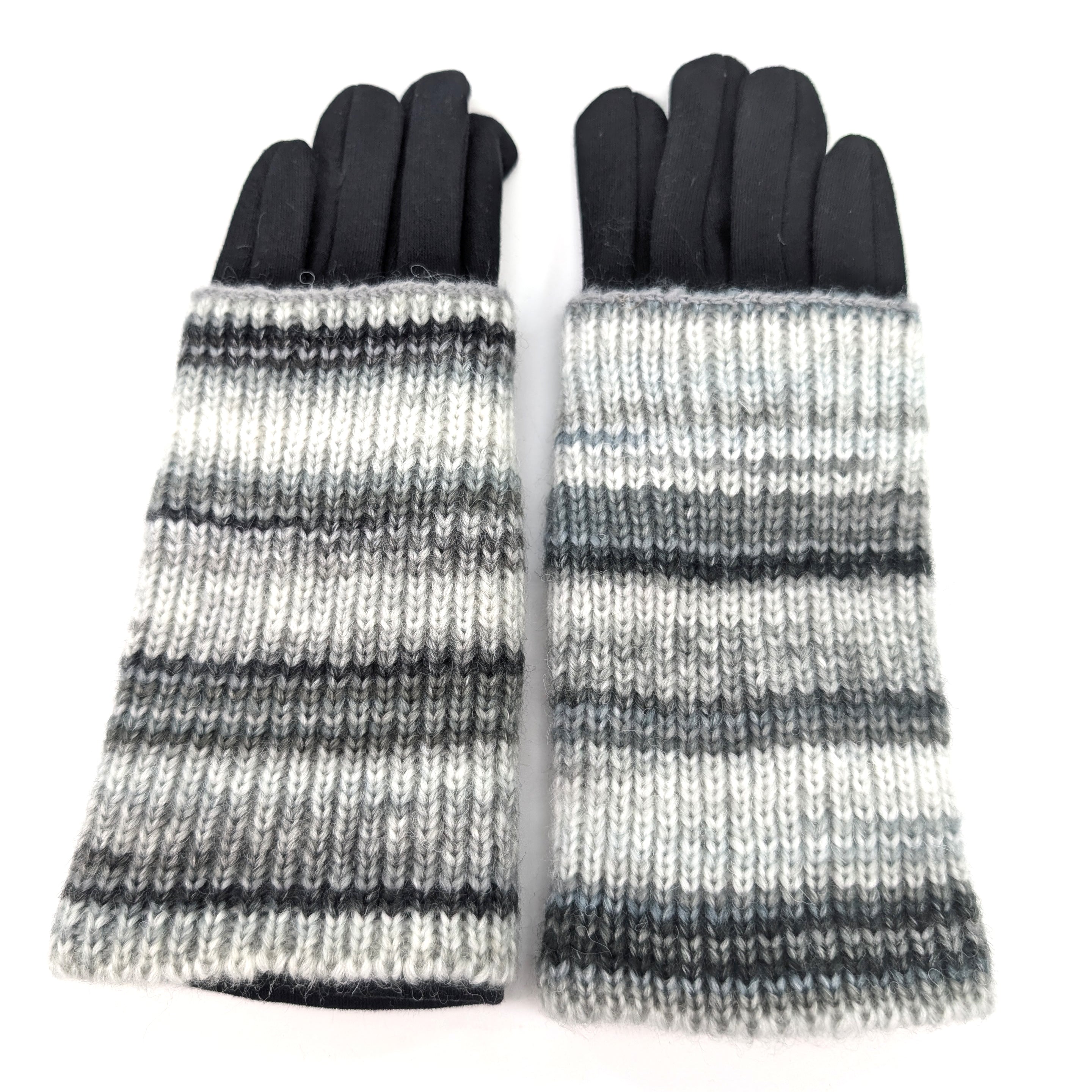 Multi Striped Two-in-One Gloves for Winter - Snowy Charcoal | Warm & Stylish Touchscreen Gloves for Skiing, Snowboarding & Outdoor Activities