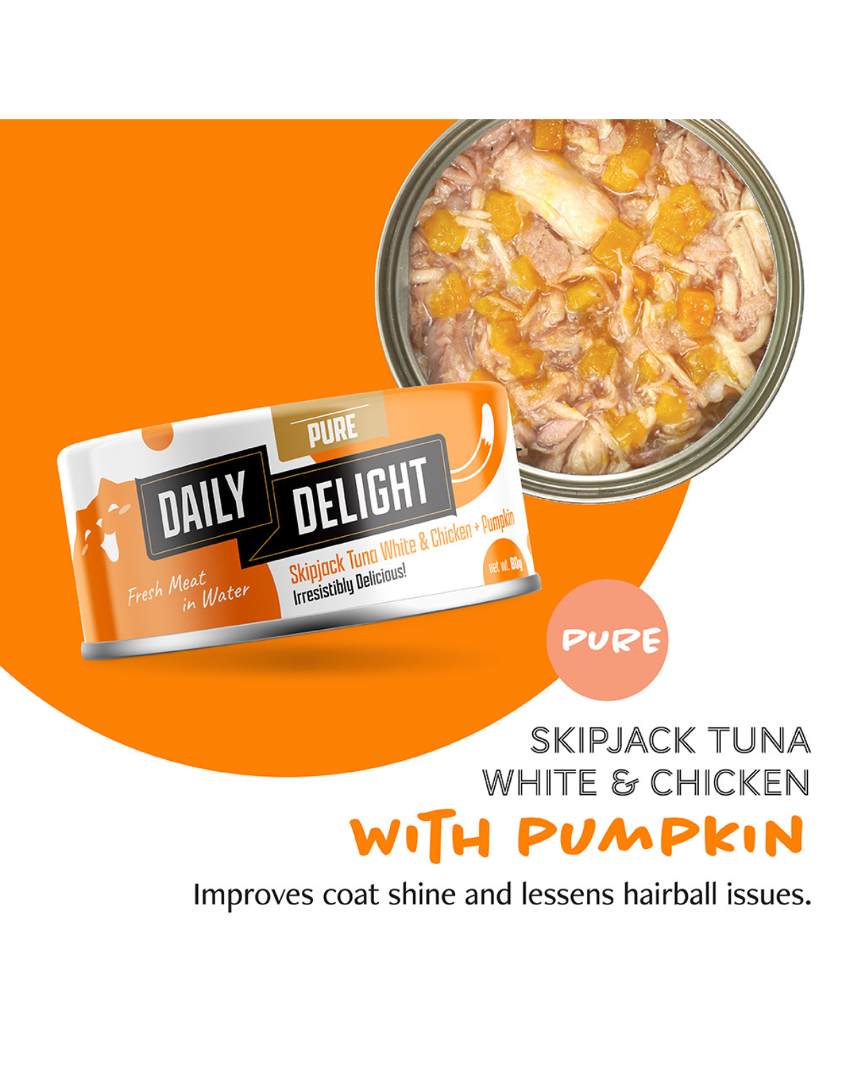 Premium Skipjack Tuna & Chicken with Pumpkin Canned Cat Food - Grain-Free, High Protein Wet Cat Food for Adult & Senior Cats - 80g (2.8oz) Pack - Perfect for Mealtime, Weight Management & Picky Eaters