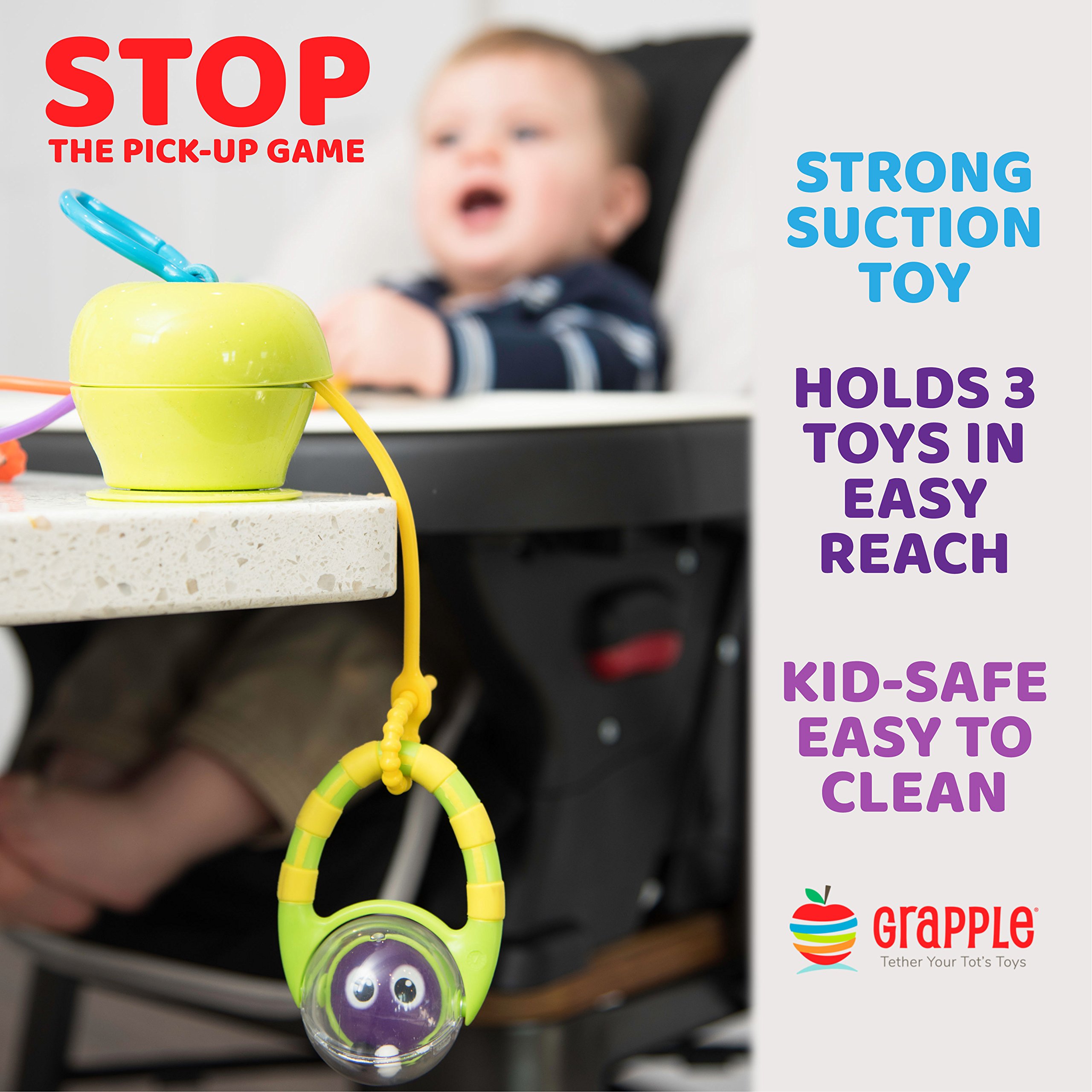 Suction Cup High Chair Toys Holder with 3 Toy Tethers - Secure Teethers, Toys & Snack Cups for Babies 6-12 Months | Ideal for Travel, Restaurants & Home Use