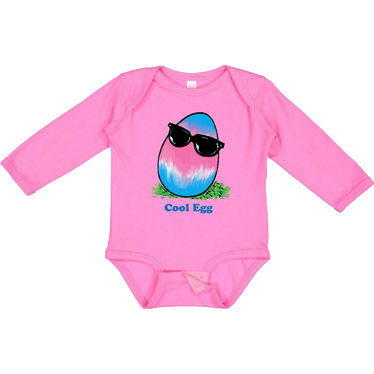 Inktastic Easter Pink and Blue Cool Egg with Sunglasses Long Sleeve Baby Bodysuit - Perfect for Easter Celebrations, Baby Showers, and Holiday Photo Shoots
