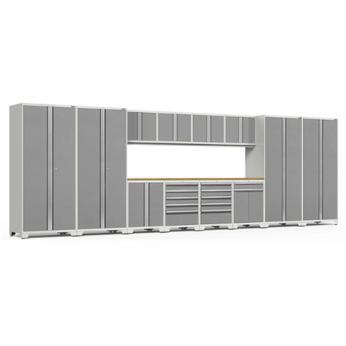 NEWAGE Pro Series 14-Piece Garage Cabinet Set with Lockers, Base & Wall Cabinets, Tool Drawer - Heavy Duty Steel Storage System with 56