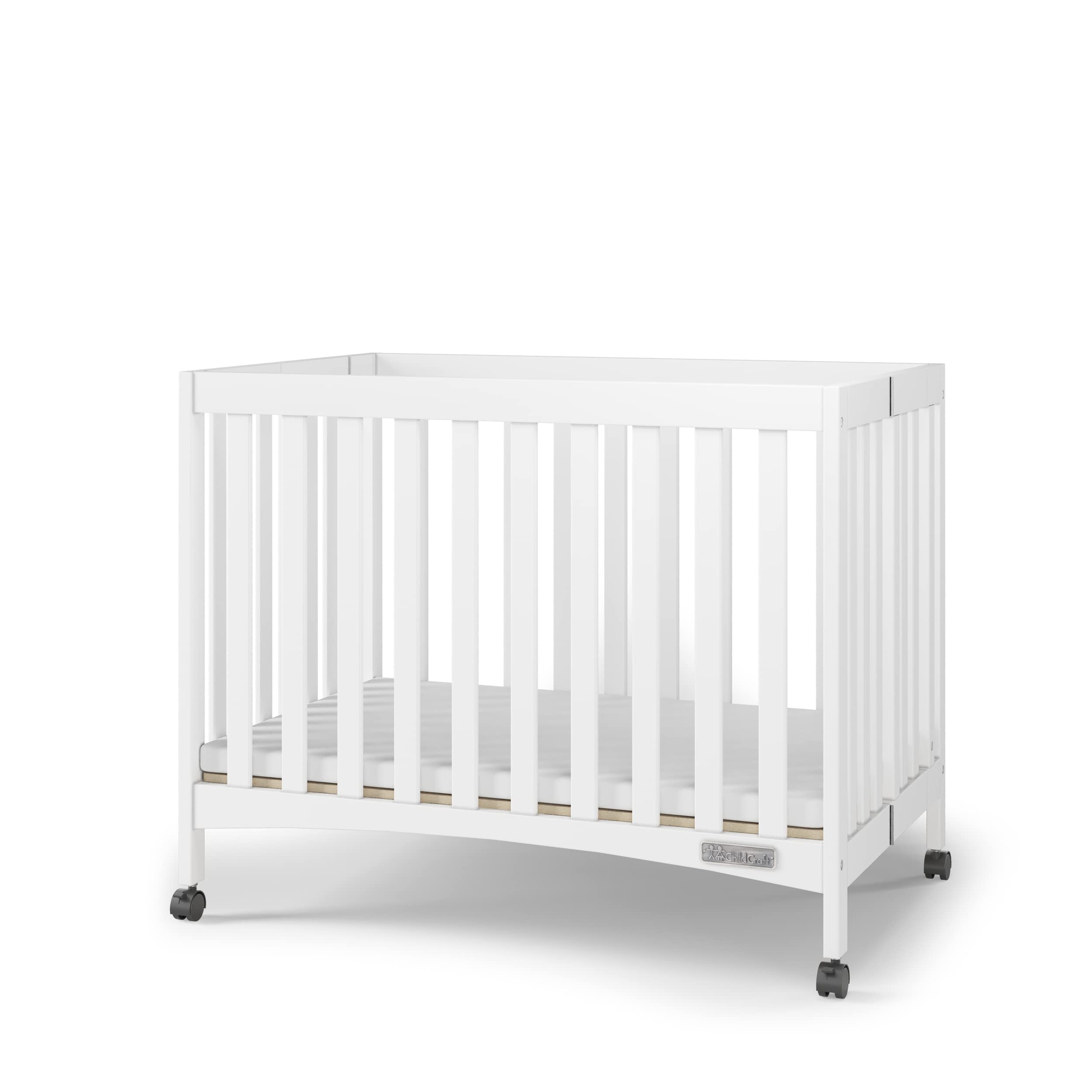 Child Craft London Mini Compact Folding Portable Crib with 2