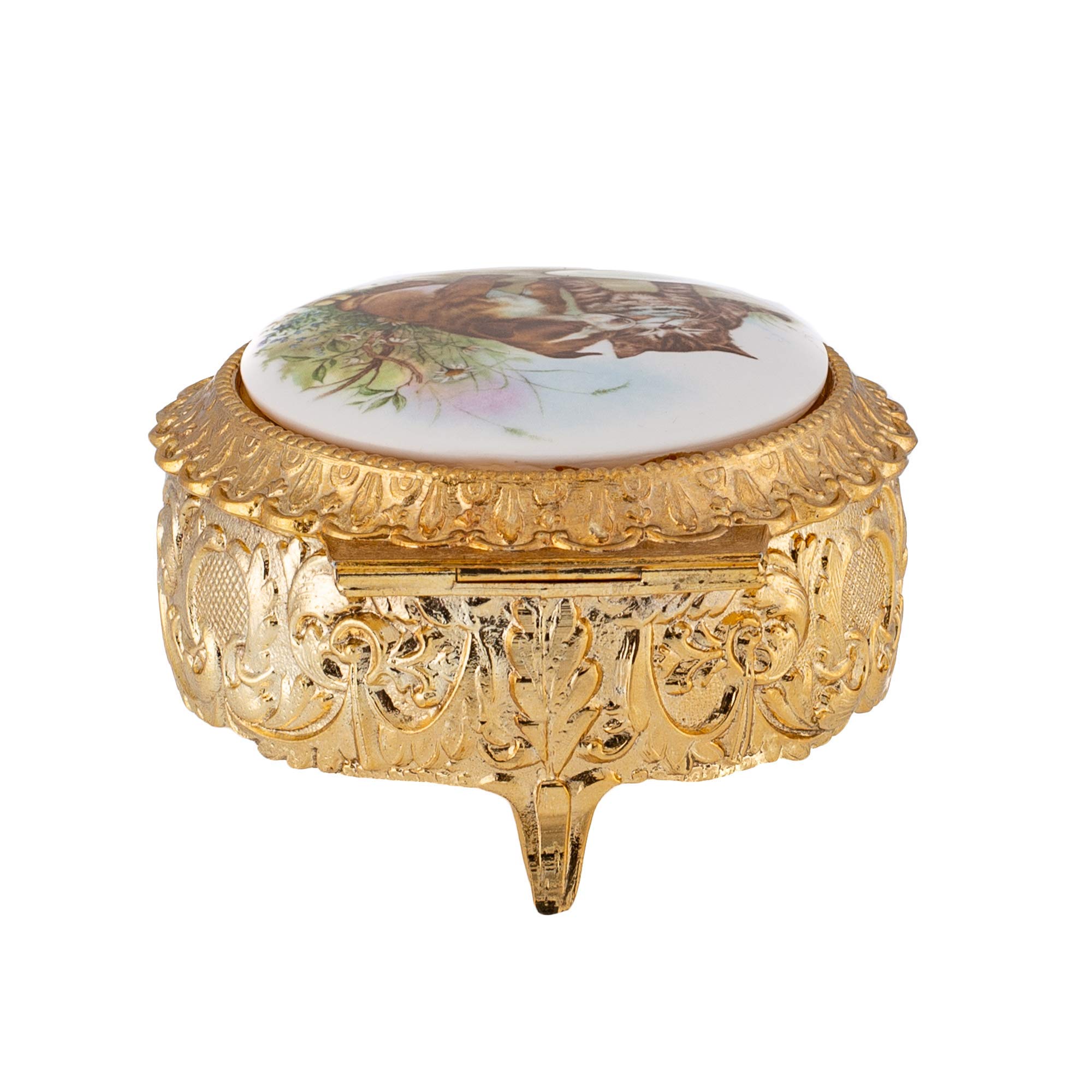 Exquisite Round Ceramic Music Box with Detailed Kitten Scene - Plays 'Somewhere Out There' - Perfect Jewelry Storage & Gift for Cat Lovers, Home Decor, Wedding Favors