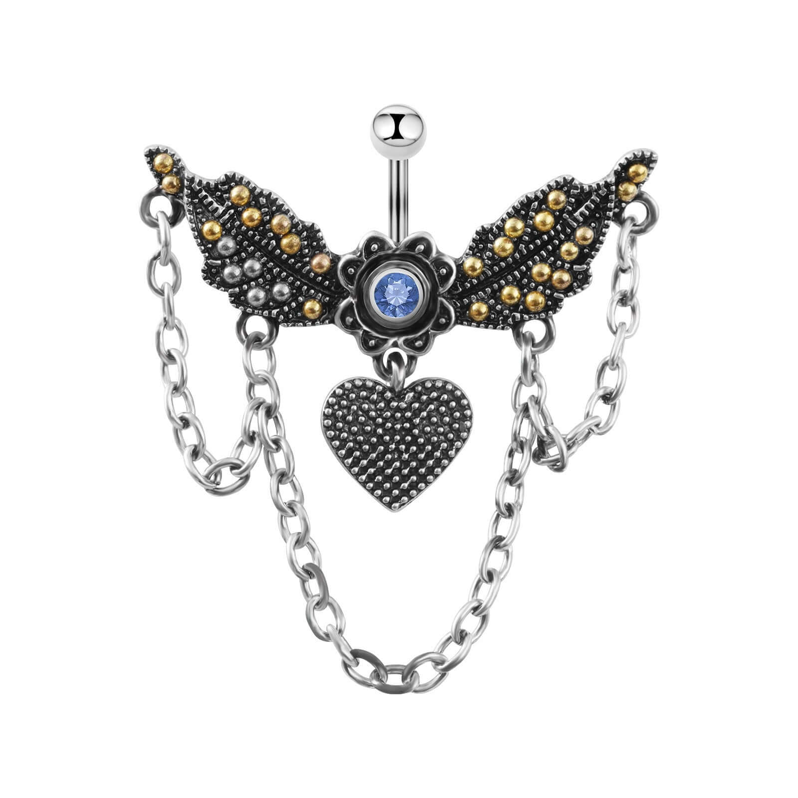 Angel Wings with Chain Dangle Navel Piercing Jewelry | SX0802 | Perfect for Belly Button Rings, Body Jewelry & Piercing Accessories