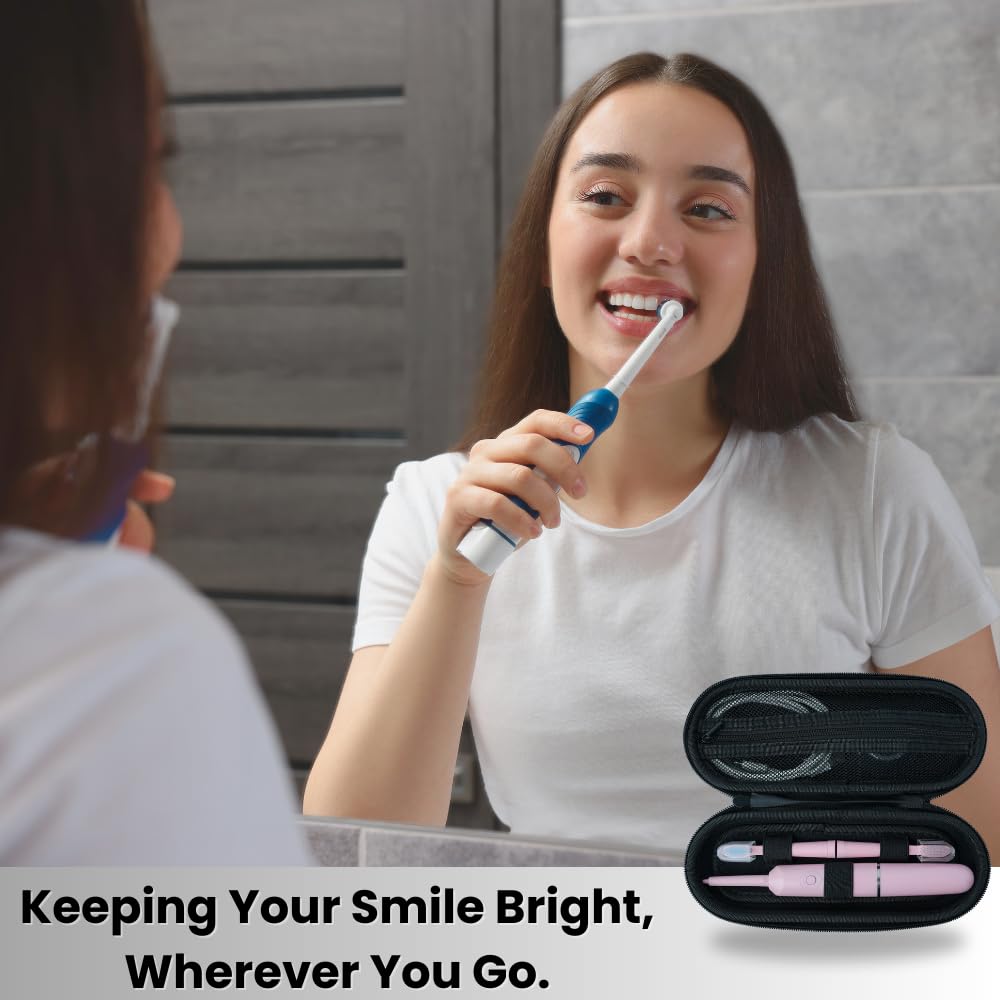OBLIT Electric Toothbrush Travel Case - Compatible with Oral-B Pro 1000/2000/3000/3500/1500 & Philips Sonicare - Waterproof EVA Hard Shell with Mesh Pocket - Perfect for Air Travel, Camping & Business Trips (Black, Case Only)