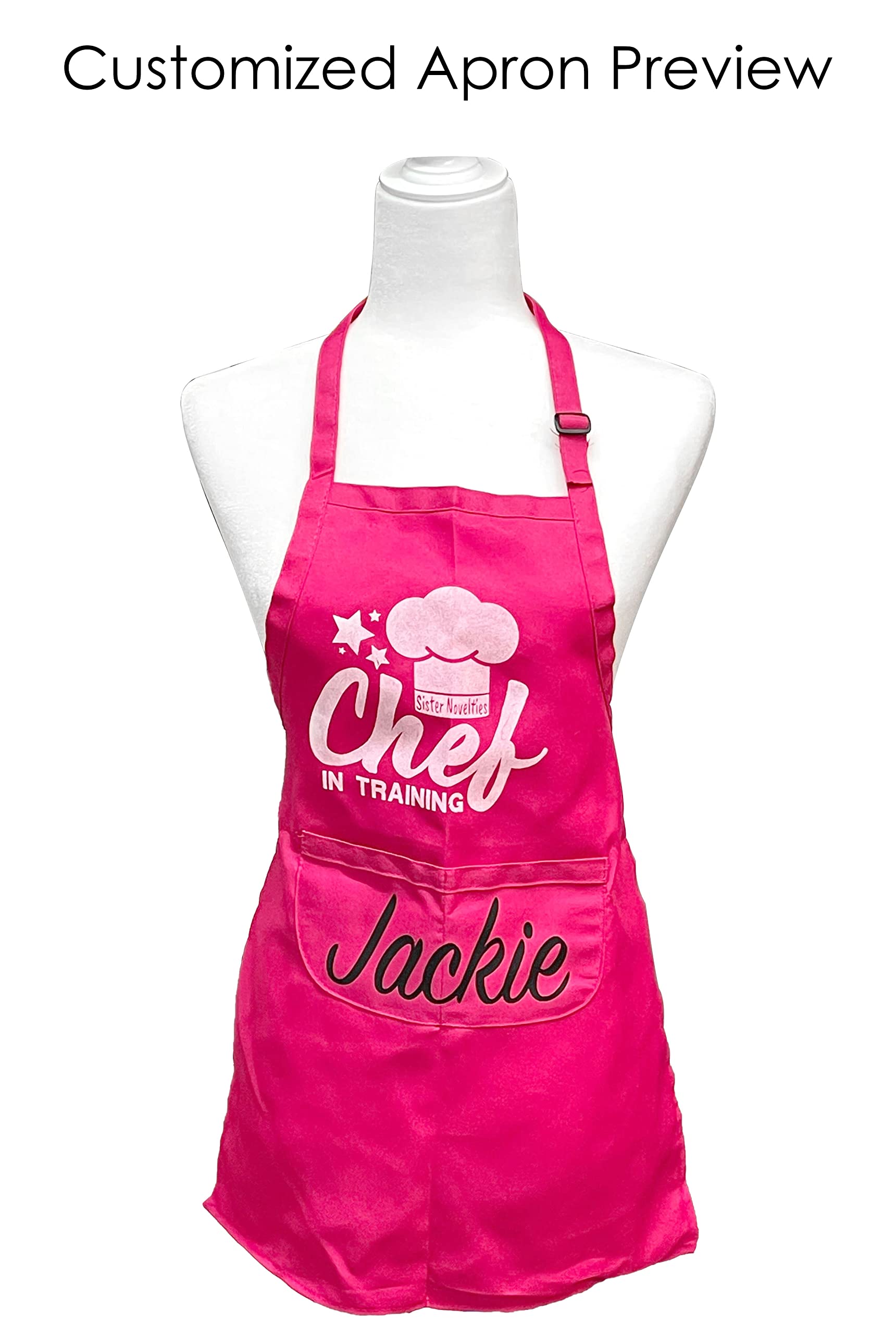 Personalized Kids Cooking Apron Set - 4 Piece Chef Apron with Hat & Protective Sleeves for Baking, Arts & Crafts | Royal Blue Kids Chef Costume for Pretend Play, Cooking Classes & Birthday Parties