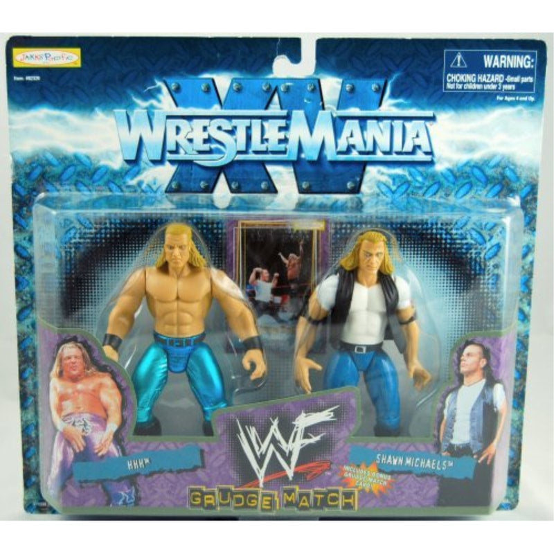 1999 WWF Jakks Pacific Grudge Match Triple H vs Shawn Michaels Wrestling Action Figure - Collectible Toy for WWE Fans, Display & Play Scenes