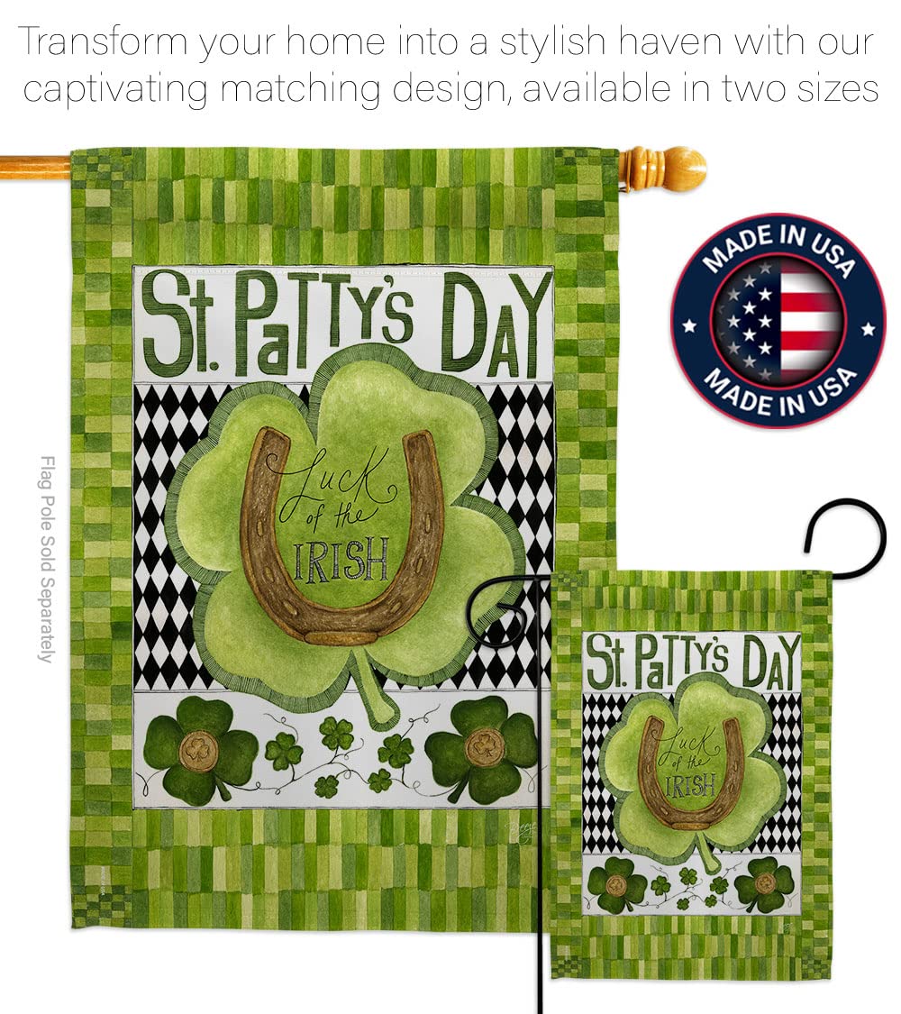 Luck of The Irish Clover St Patrick's Garden Flag 13x18.5