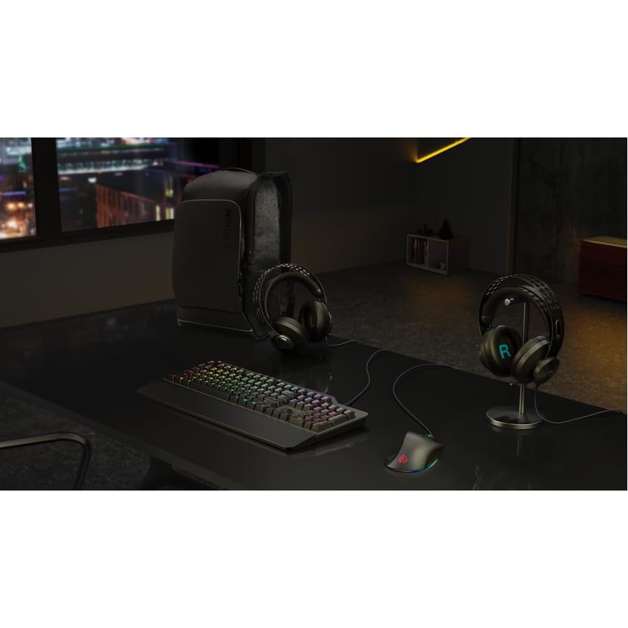 Lenovo Legion H300 Stereo Gaming Headset with Noise-Cancelling Mic - Memory Foam & PU Leather Earcups, Adjustable Steel Headband - Compatible with PC, PS4, Xbox One, Nintendo Switch & Mac (Black) - Perfect for Competitive Gaming, Streaming & Long Sessions