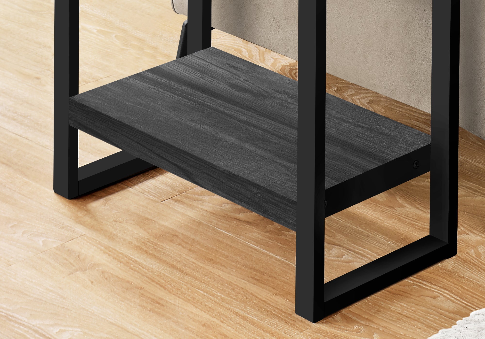 Rustic Black Reclaimed Wood Look Accent Table with Black Metal Frame - Perfect for Living Room, Bedroom, or Entryway Decor