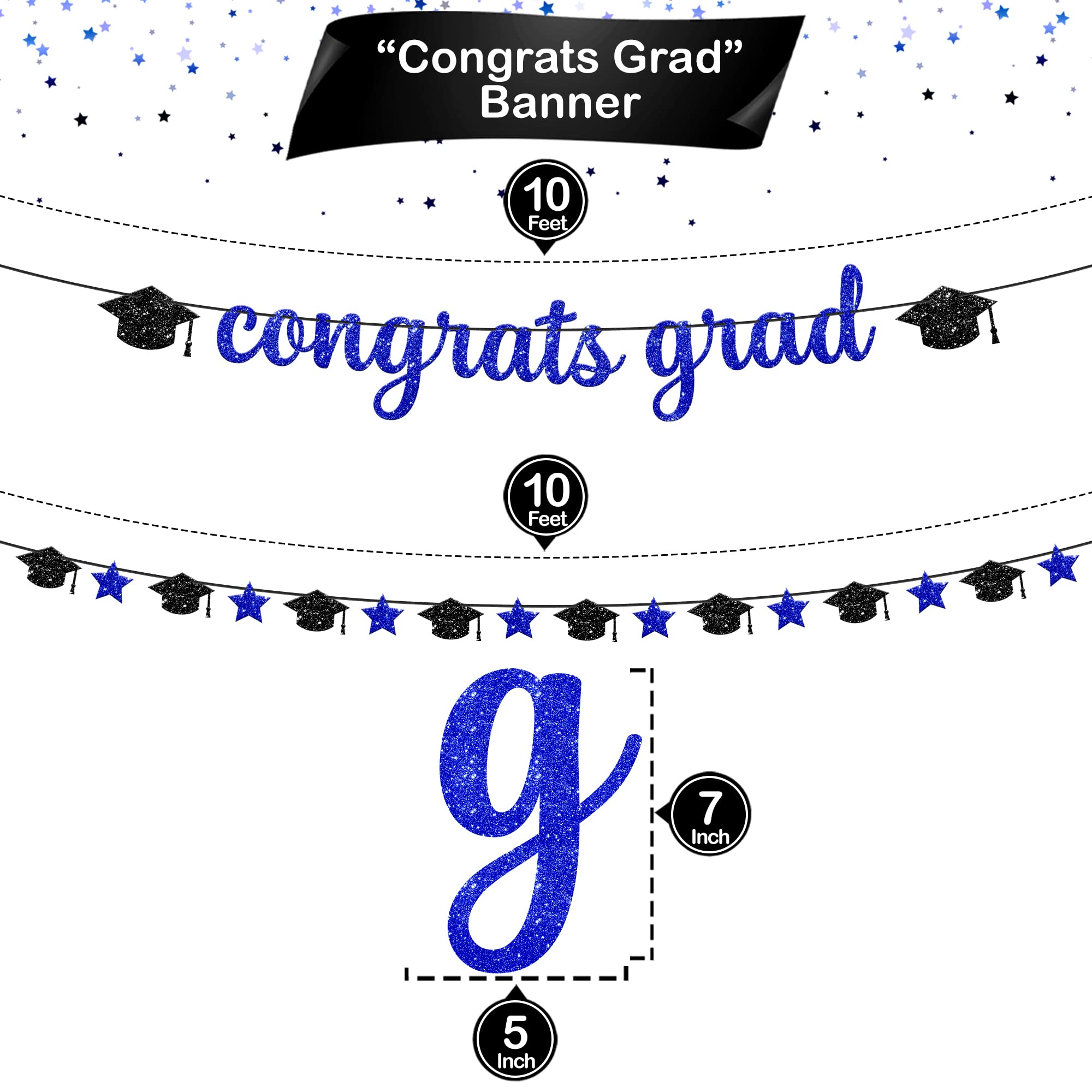KatchOn 10ft Glitter Graduation Banner - Class of 2025 Congratulations Garland with Pre-Strung Design | Gold & Silver Graduation Party Decorations | Perfect for Graduation Ceremonies, School Events & Photo Backdrops