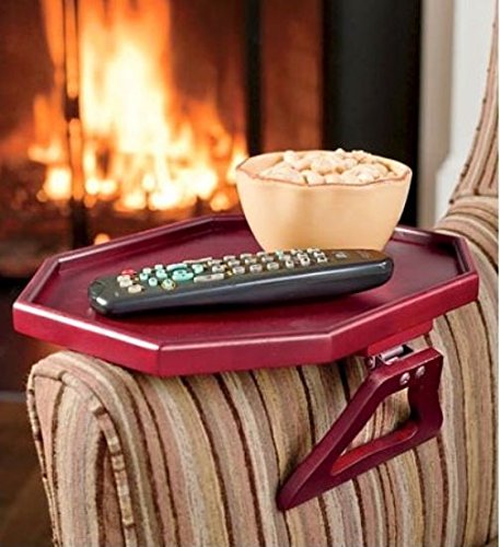 Jumbl Cherry Wood Clip-On Armchair Tray Table with Protective Lip - Perfect for Dining, Reading, or Working in Bed, Sofa & Small Spaces