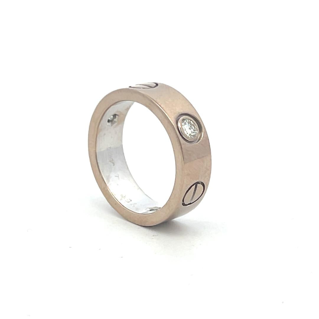 Cartier 0.22 Carat Round Brilliant G VS1 Diamond 18K White Gold Love Ring - Perfect for Engagement, Anniversary & Romantic Gifts