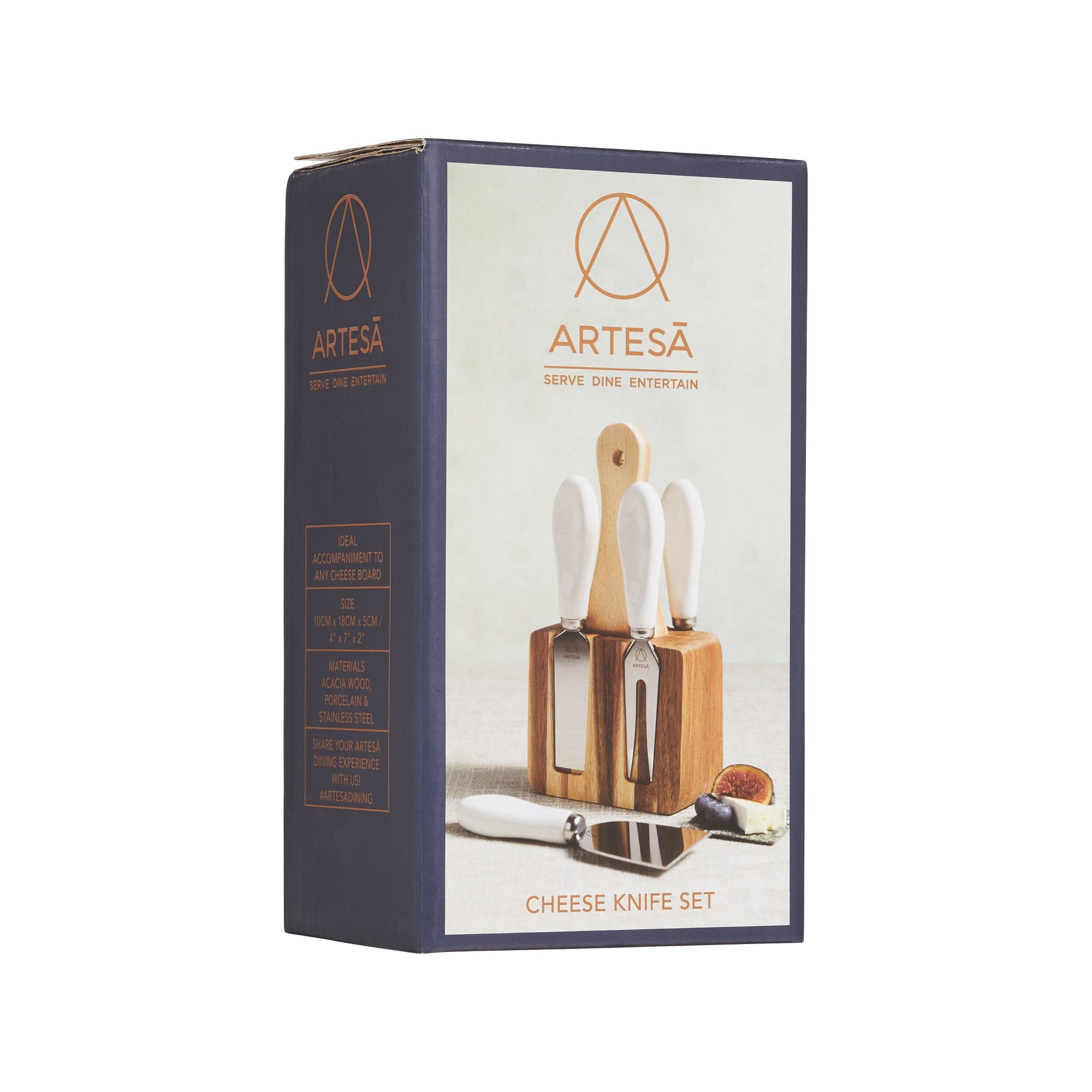 Premium Artesa Appetizer Cheese Knife Set - 3-Piece Stainless Steel Cheese Knives for Soft, Hard & Crumbly Cheeses - Perfect for Charcuterie Boards, Wine Parties & Gourmet Entertaining