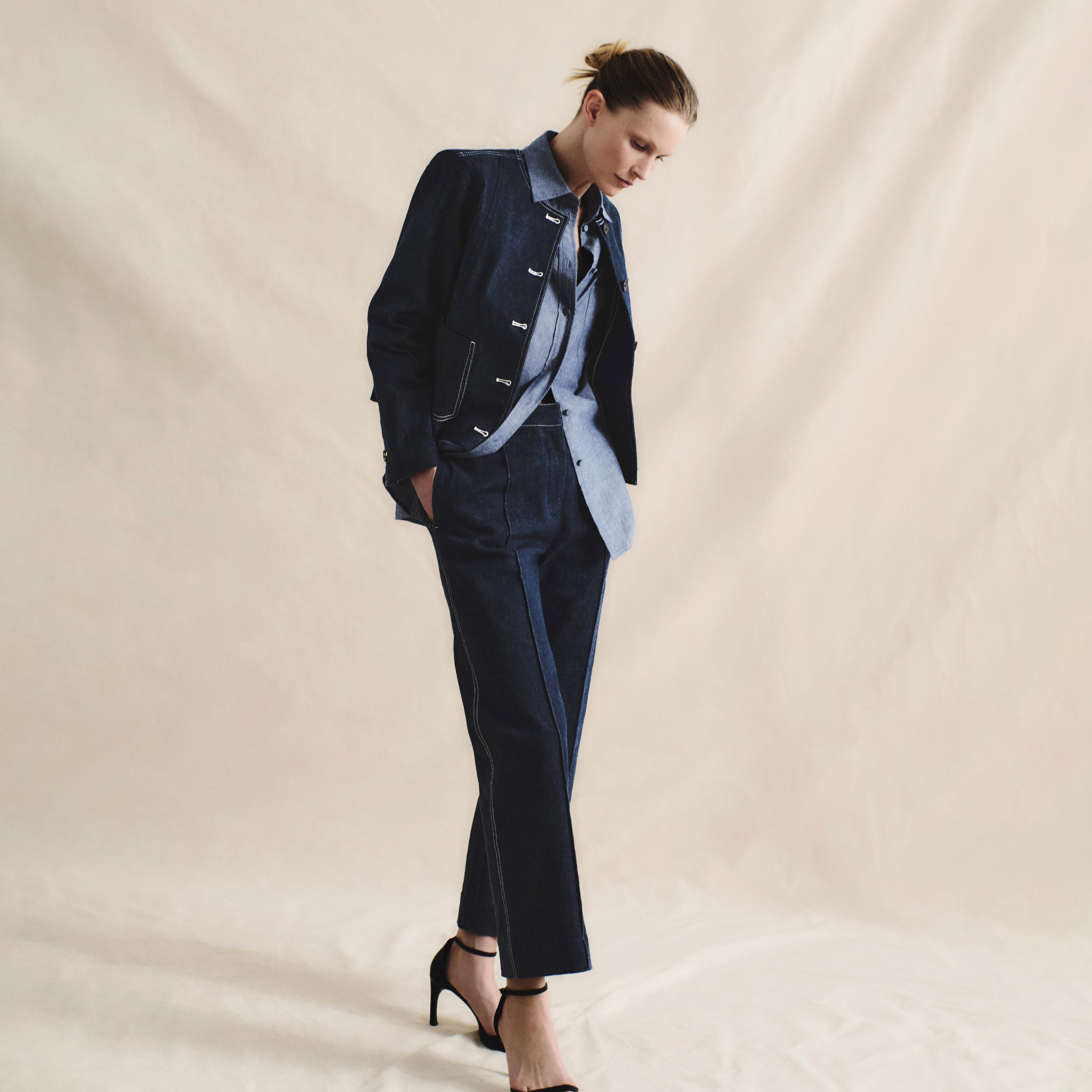 Christy Pant Stretch Denim Suiting - Dark Wash Jeans for Women | Comfortable Office Wear & Casual Outfits
