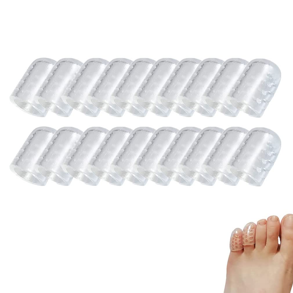 20PCS Silicone Anti-Friction Toe Protectors - Breathable Gel Toe Caps & Small Toe Cover Sleeves for Pain Relief - Cuttable Toe Covers for Running, Hiking, Ballet & Everyday Comfort