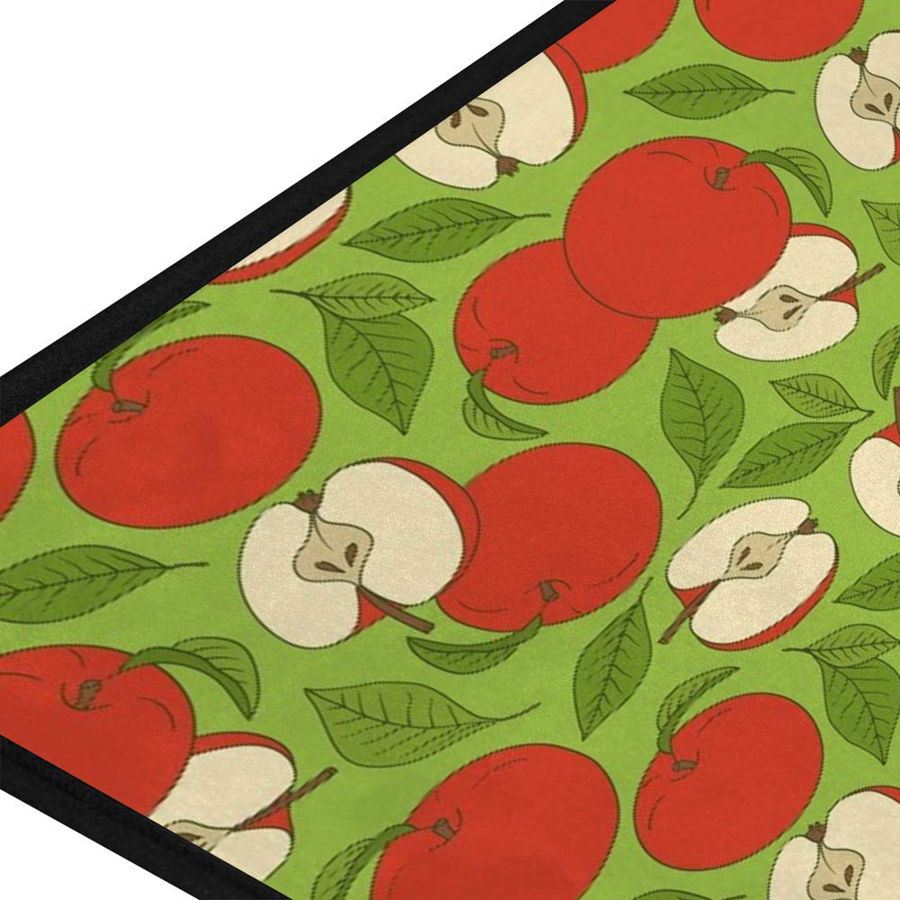 Non-Slip Washable Kitchen Runner Rug - Absorbent Polyester Floor Mat for Hallway & Entryway (39x20 Inch, Red Apples Design) - Perfect for Kitchens, Laundry Rooms & High-Traffic Areas
