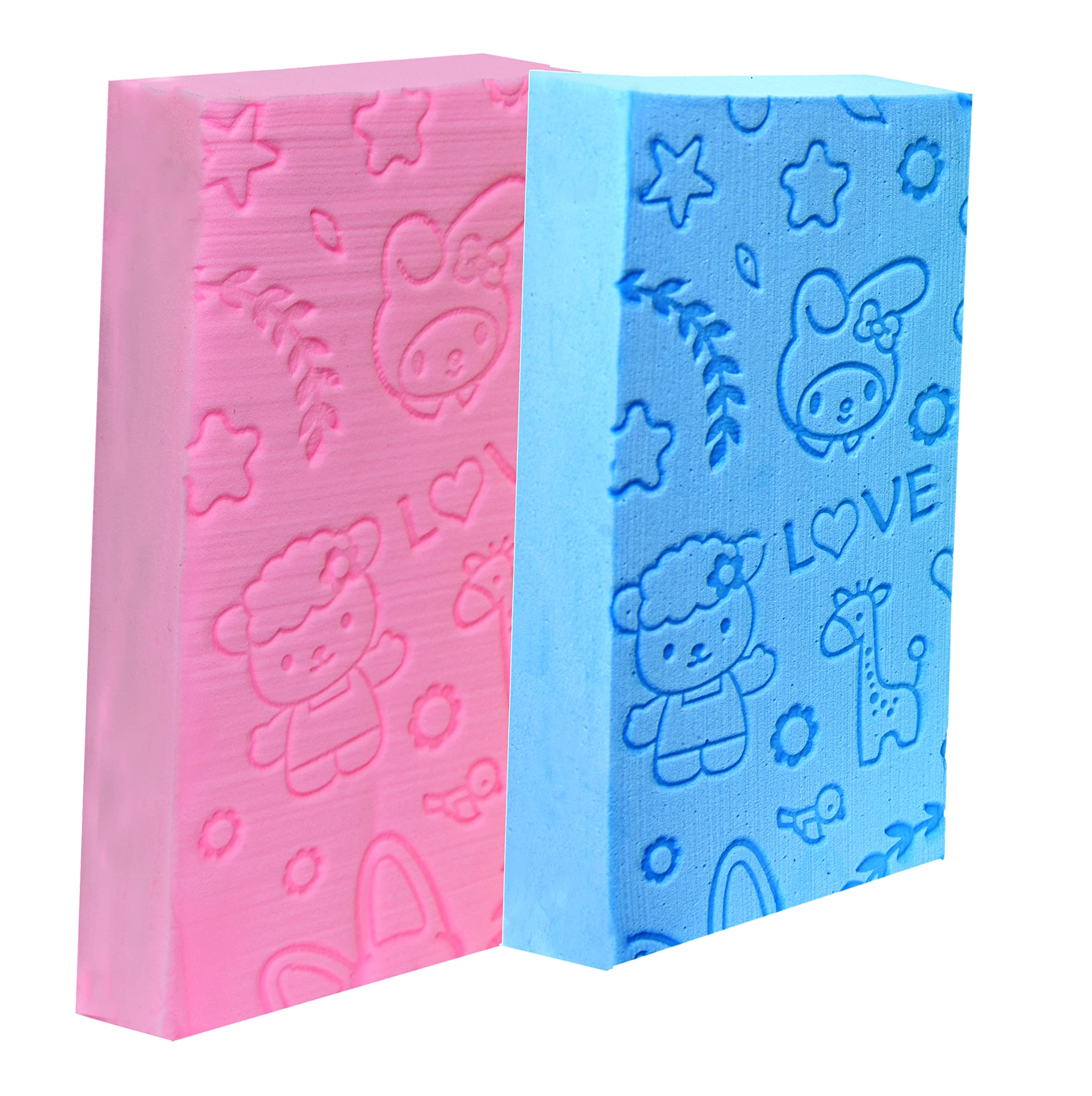 Korean Exfoliating Bath Sponge - Dead Skin Remover & Face Scrubber for Smooth Skin (Pack of 2, Blue & Pink) - Perfect for Shower, Spa & Daily Skincare Routine