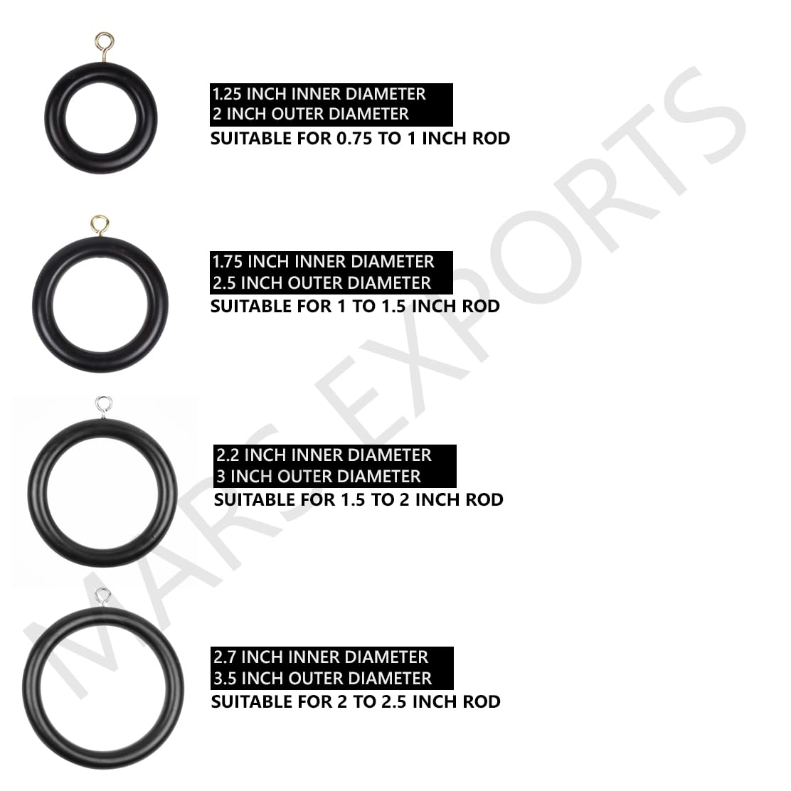 Handmade Beech Wood Drapery Rod Rings for 1-1.5 Inch Curtain Rods - 2.2 Inch Inner Diameter (Set of 100) - Perfect for Farmhouse, Rustic, and Modern Home Decor Window Treatments