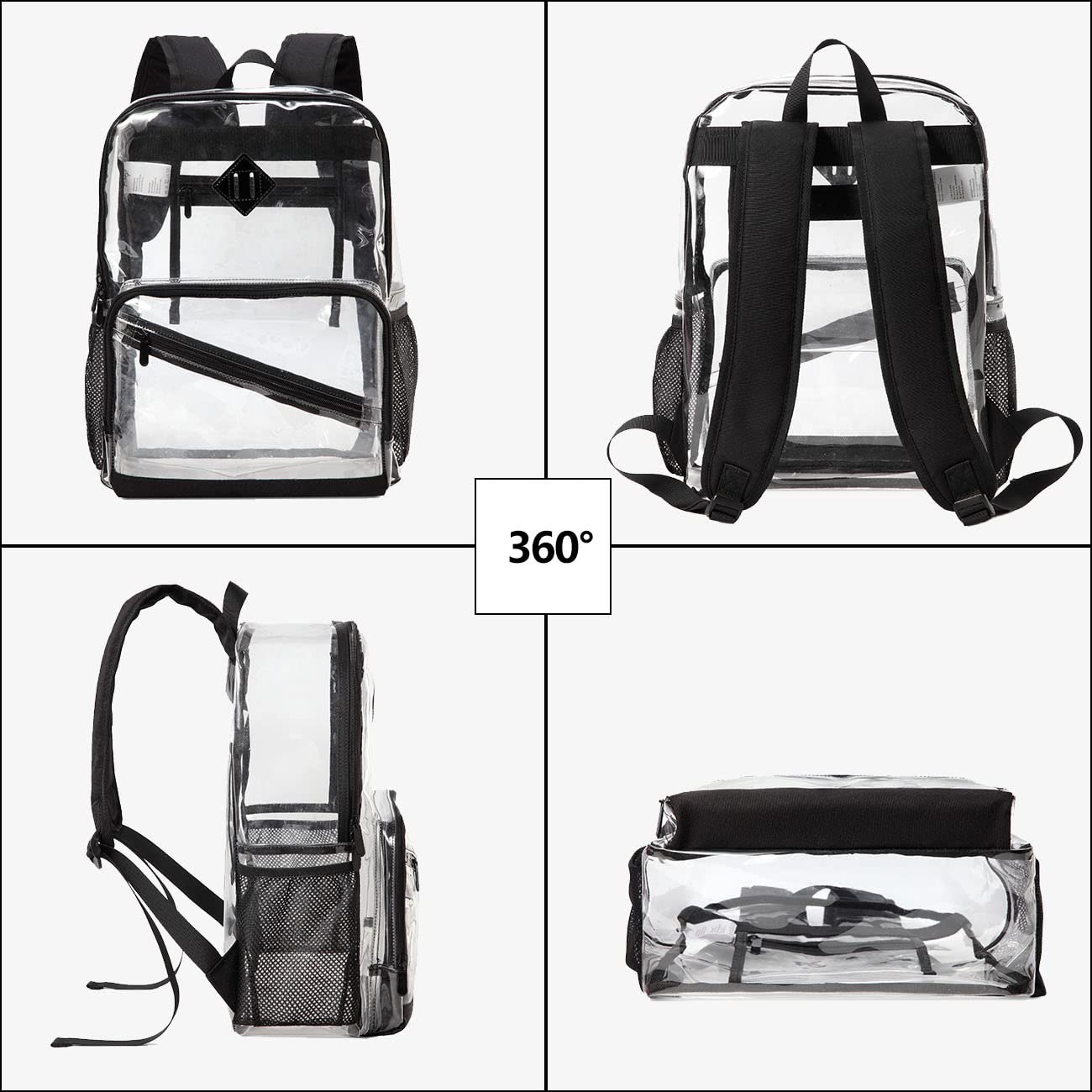 Kasqo 15.6 Inch Clear Backpack - Heavy Duty PVC Transparent School Backpack for College, Work & Travel | Stadium Approved See Through Backpack | Perfect for Sports Events, Airport Security & Daily Commute