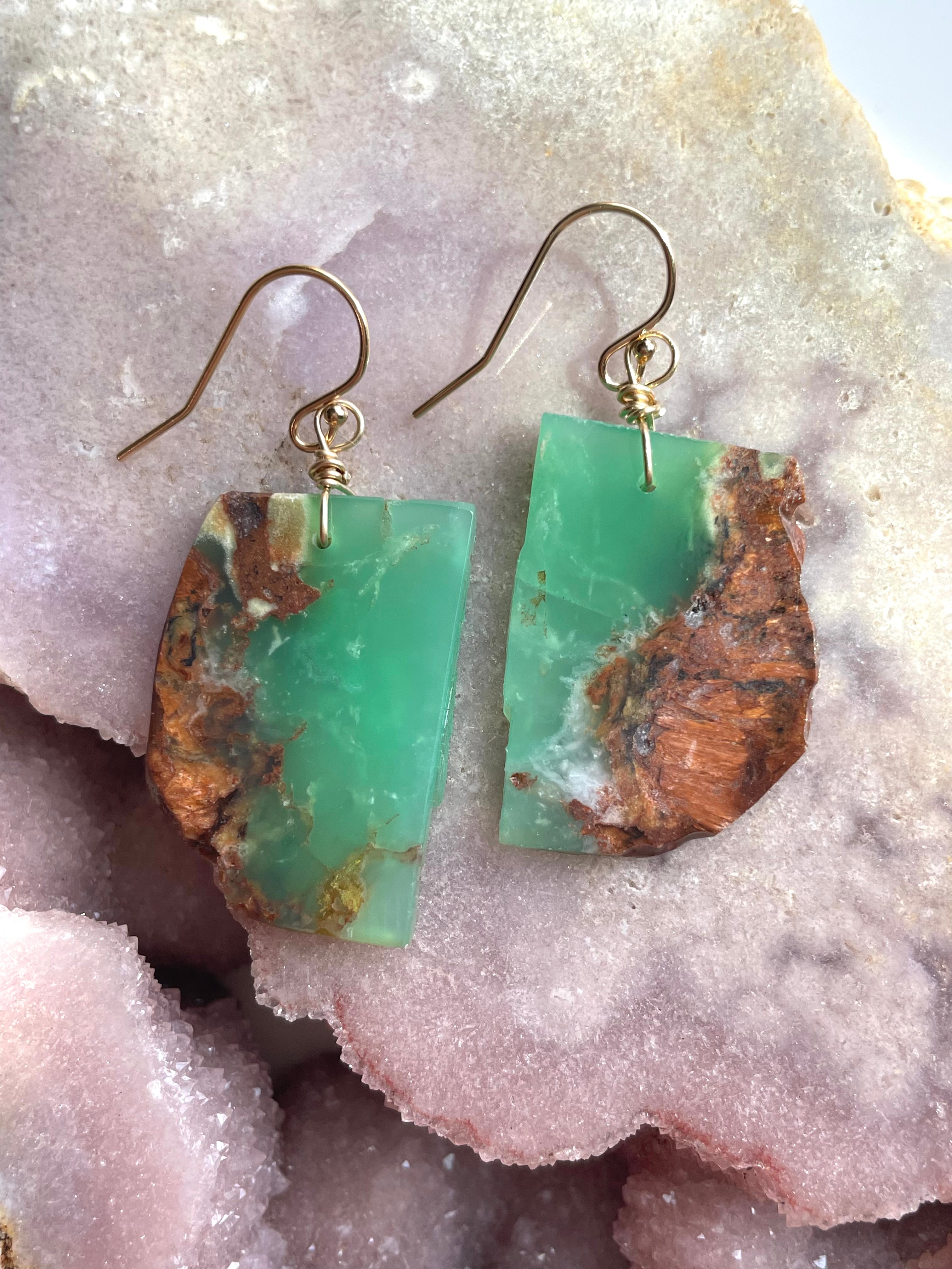 Chrysoprase Statement Earrings - 14K Gold Filled Dangle Earrings for Women | Elegant Jewelry Gift for Birthday, Anniversary & Special Occasions