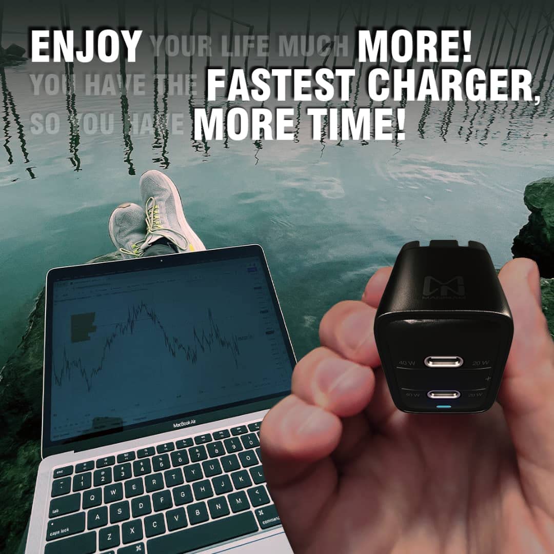Fast Charging 40W GaN Dual USB C Wall Charger Block - Compact & Foldable Design for iPhone 14 Pro/Pro Max, MacBook Pro/Air, iPad, Samsung Galaxy S22/S21 - Super Fast PPS Charging Technology | Perfect for Travel, Office & Home Use