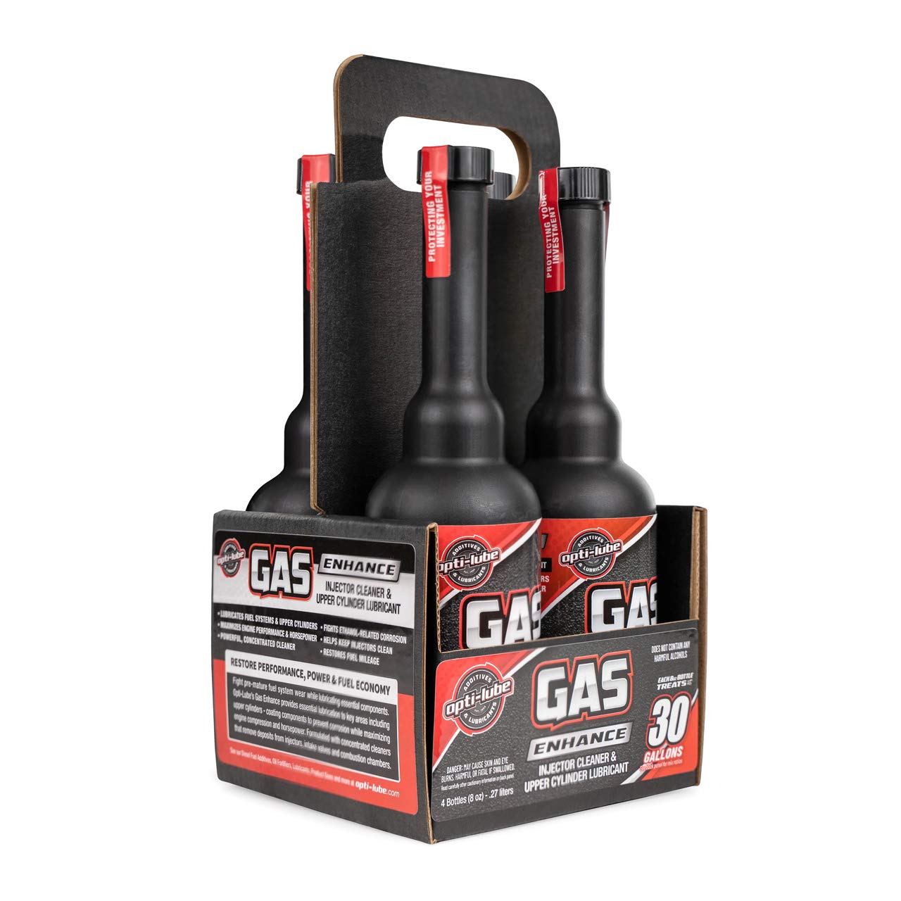 Opti-Lube Gas Enhance Fuel Additive - 8oz Bottles (4 Pack) | Improves Engine Performance & Fuel Efficiency | Ideal for Cars, Trucks & Motorcycles