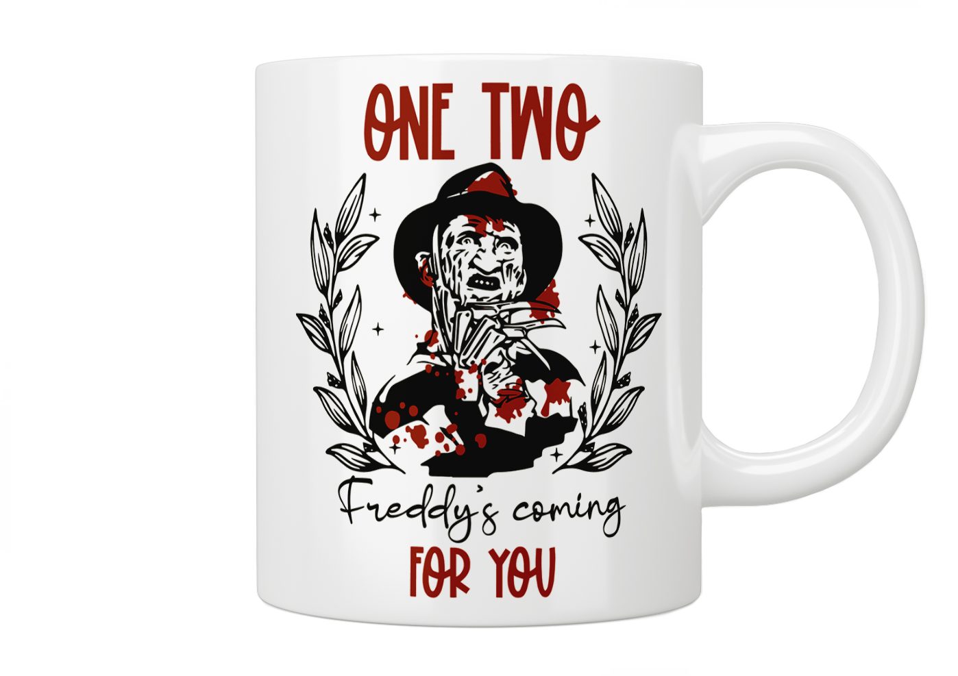 One Two Freddy's Coming For You Horror Movie Coffee Mug - Perfect for Halloween, Horror Fans & Scary Movie Nights