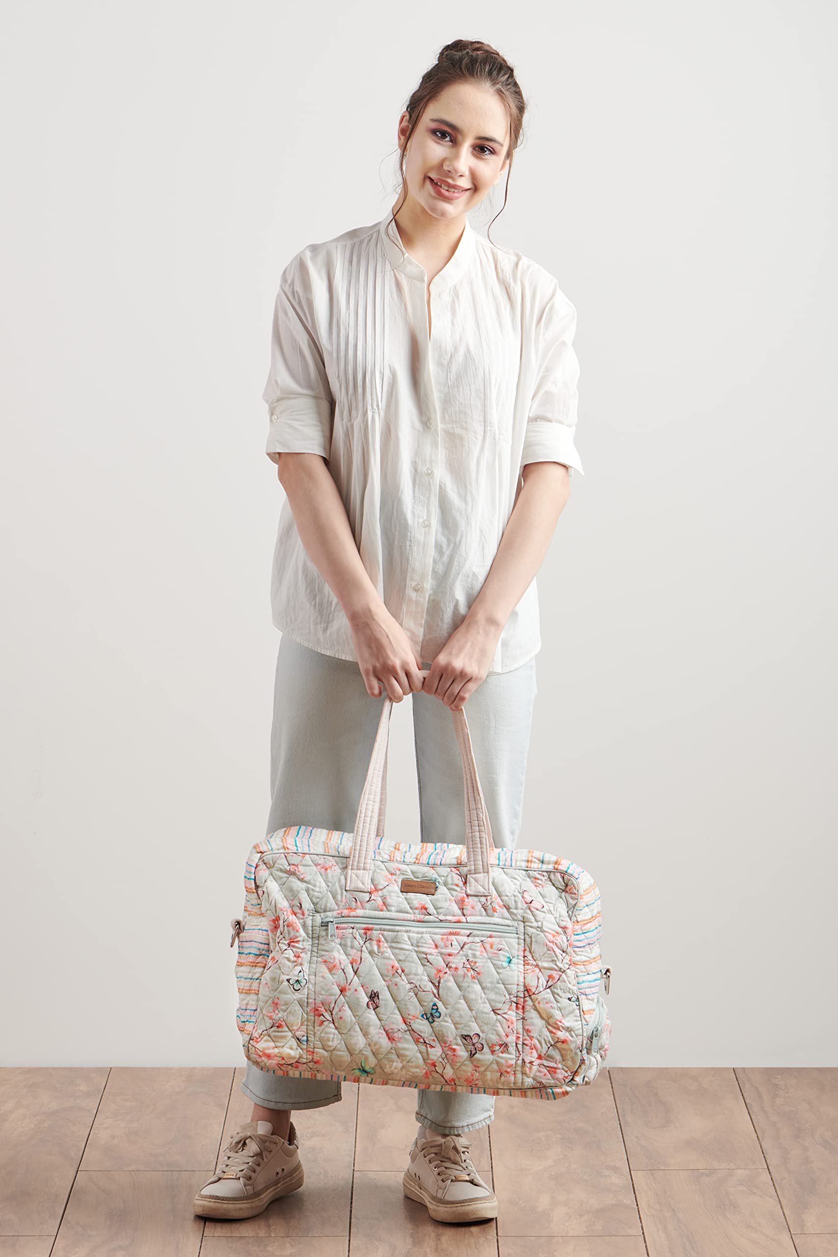 Hermes-Inspired 100% Cotton Handbag for Women - Stylish Shoulder Bag with Zip Pockets | Perfect for Beach, Shopping, Travel & Hiking | Durable & Lightweight Everyday Purse