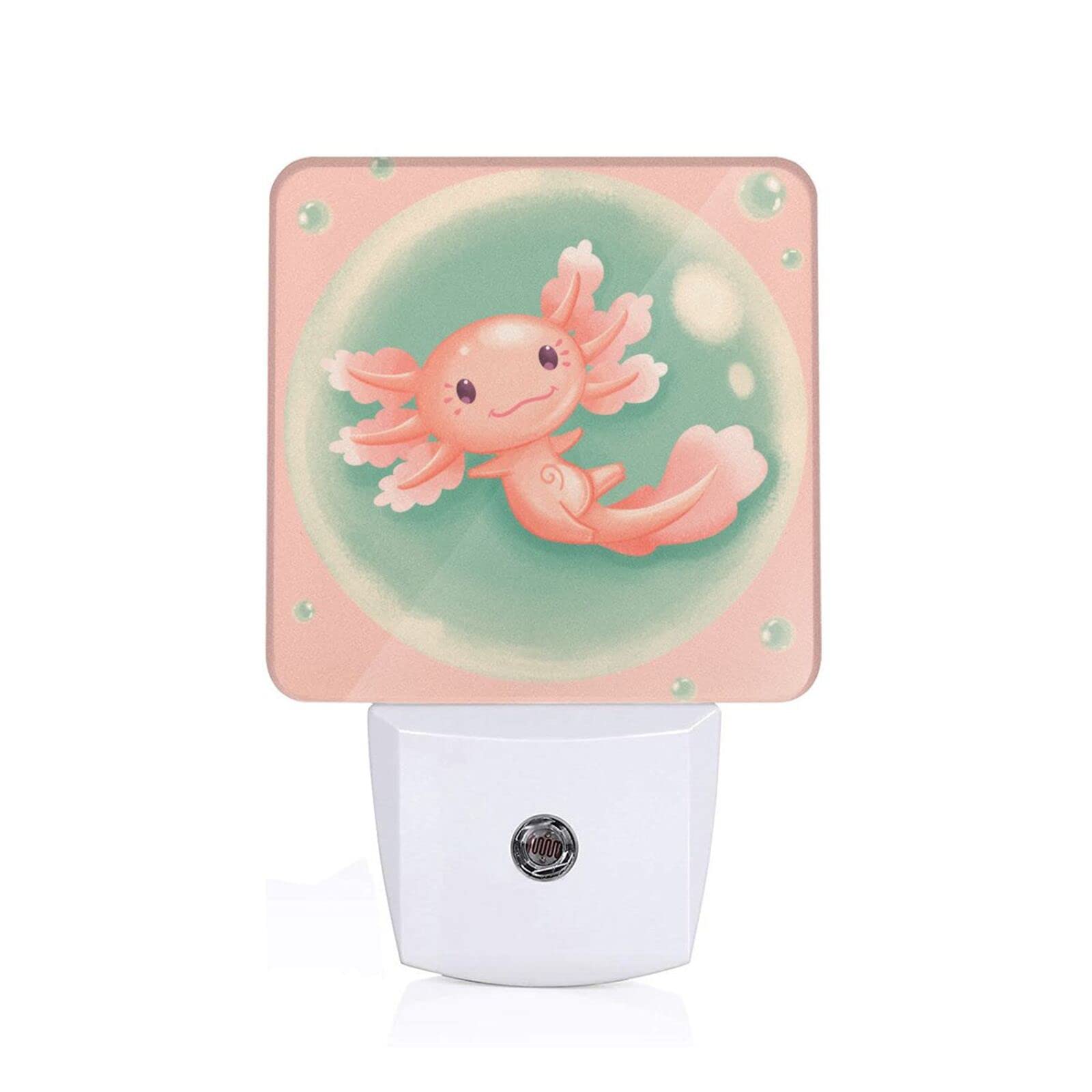 Axolotl Night Light Plug in - Salamander LED Wall Lamp with Auto On/Off Sensor, Dusk to Dawn Lighting for Bedroom, Bathroom, Nursery - Cute Decorative Plug-in Light for Kids Room, Hallway & Home Decor