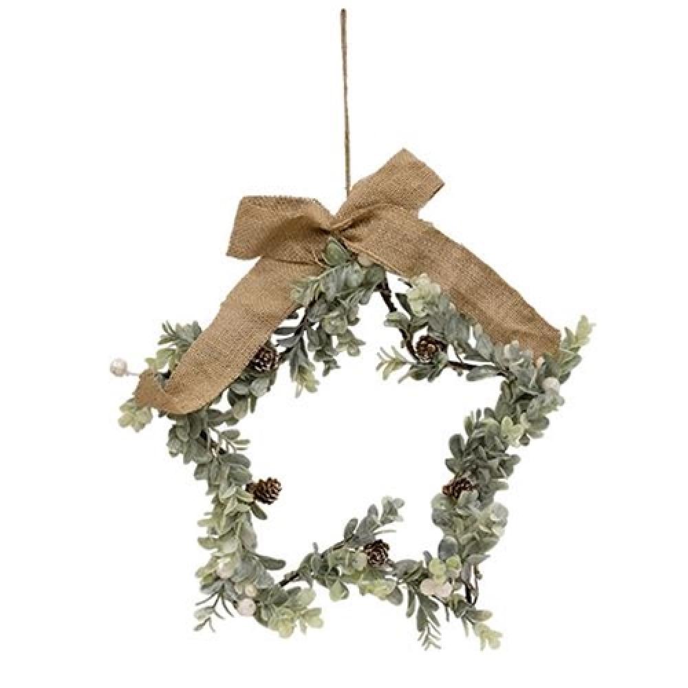 Christmas Ombre Boxwood Star Wreath - 18 Inch Holiday Decoration for Front Door, Mantel & Wall - Festive Xmas Home Decor