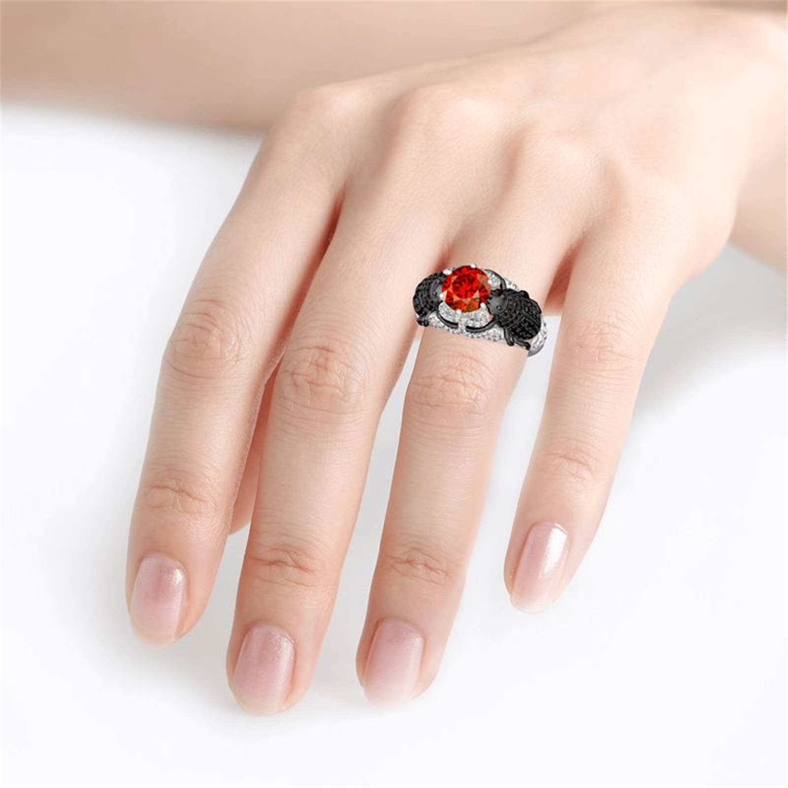 Jeulia Sterling Silver Insect Magic Scarab Ring for Women - Round Cut Elegant Jewelry for Wife, Girlfriend, Engagement, Wedding, Anniversary, Christmas & Birthday Gift - Comes with Jewelry Box - Perfect for Everyday Wear, Special Occasions & Fashion Accessories